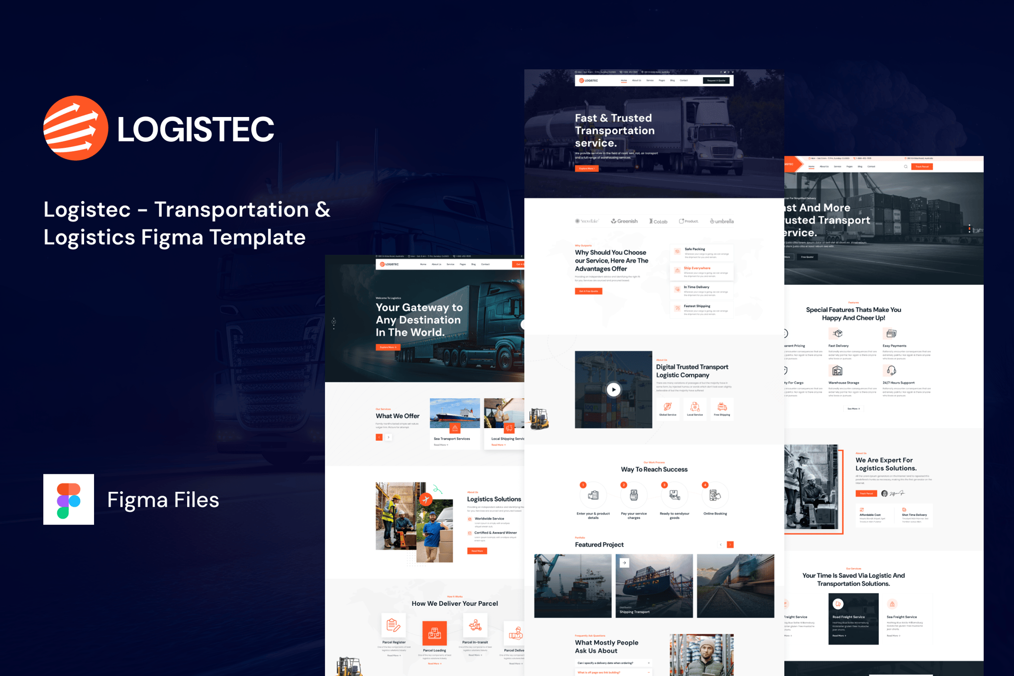 Imagen de portada de Logistec – Transportation & Logistics Figma (plantilla web)