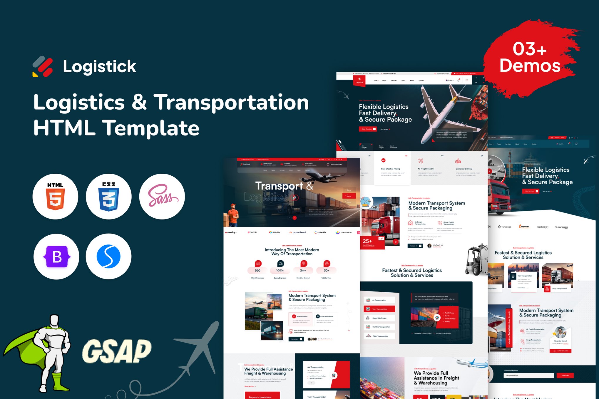 Imagen de portada de Logistick - Logistics & Transportation Courier (plantilla web)
