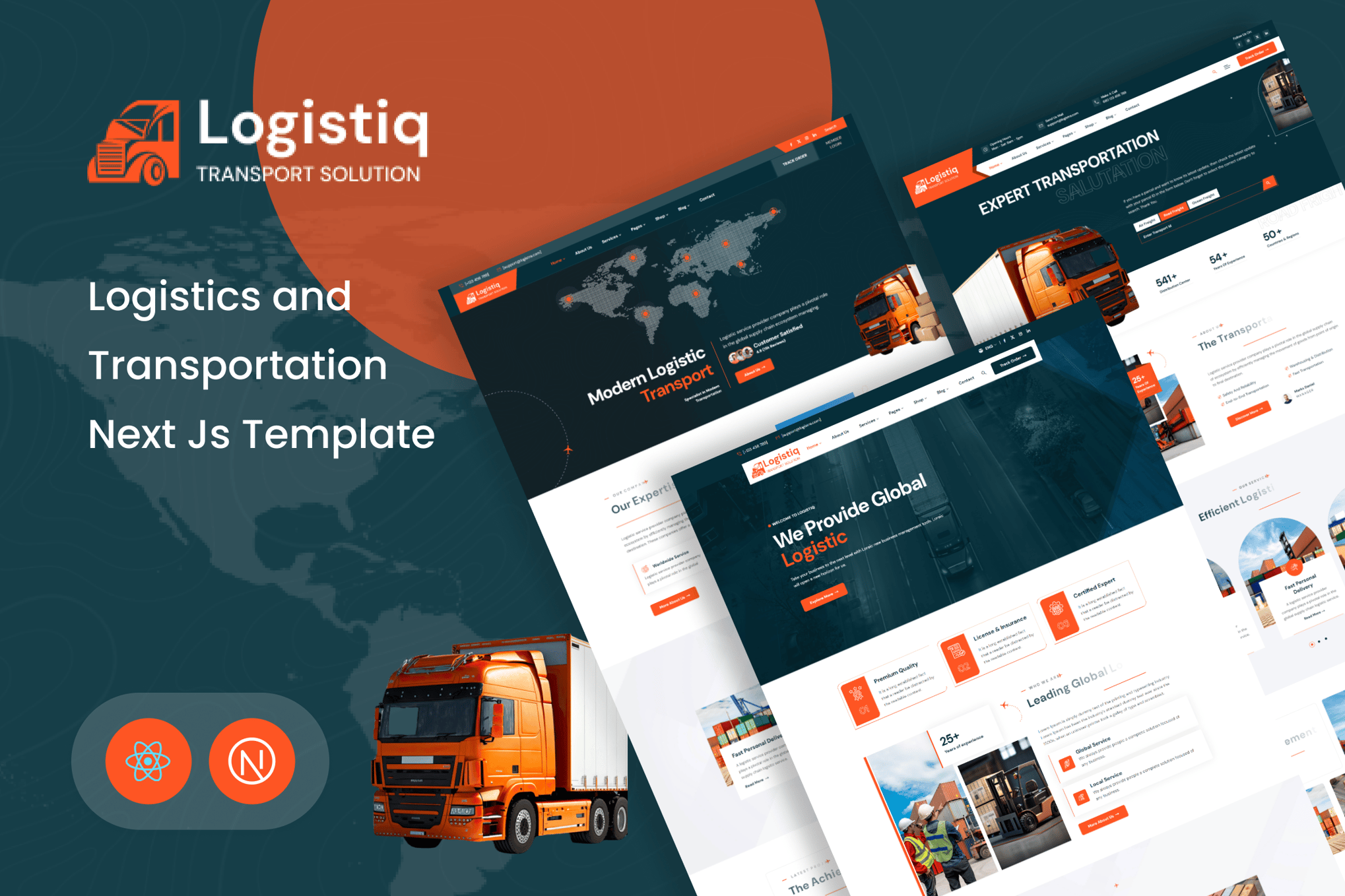 Imagen de portada de Logistiq - Logistics and Transportation Next Js (plantilla web)