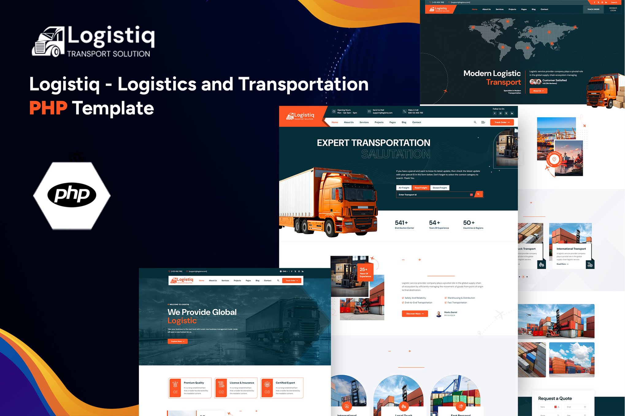 Imagen de portada de Logistiq - Logistics, Transportation PHP Template (plantilla web)
