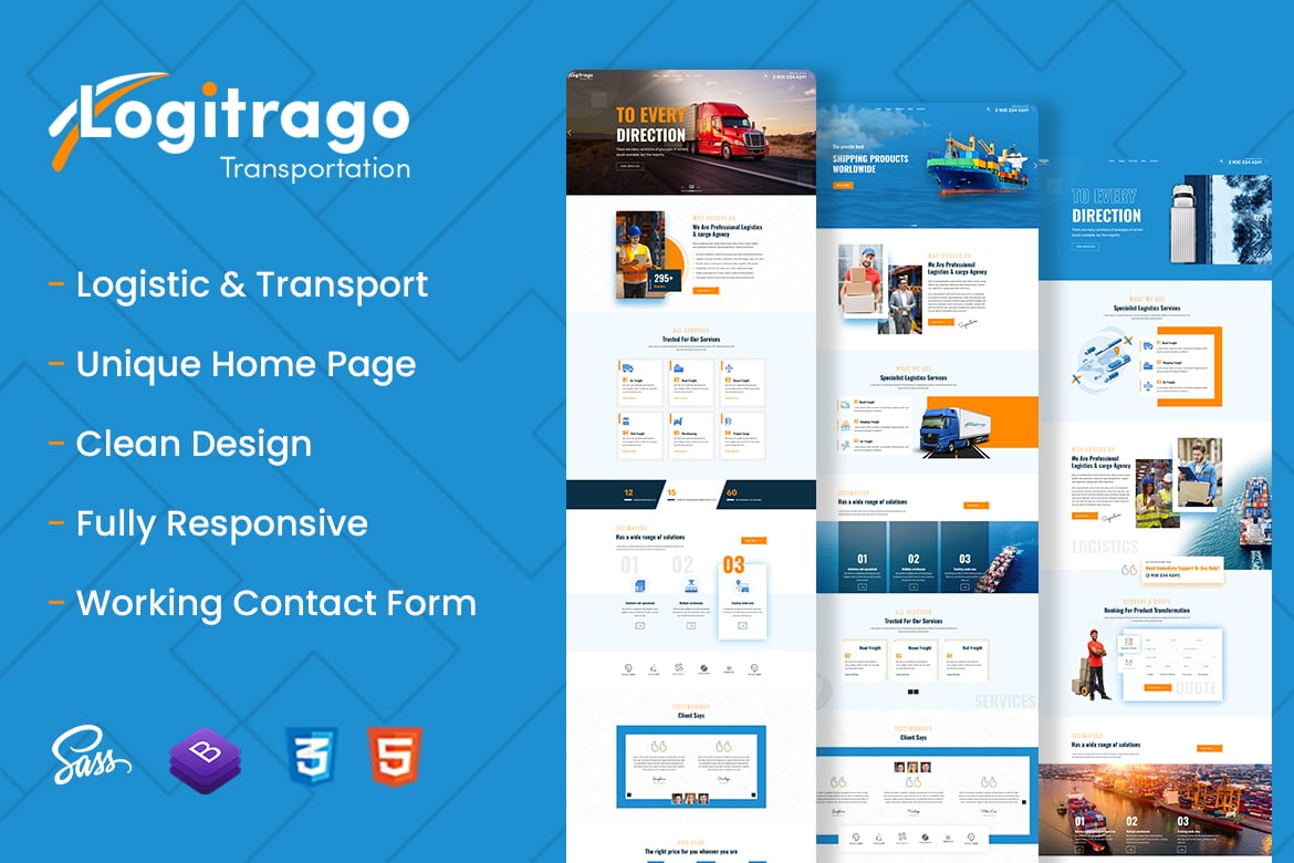 Imagen de portada de Logitrago - Transport & Logistics HTML Template (plantilla web)
