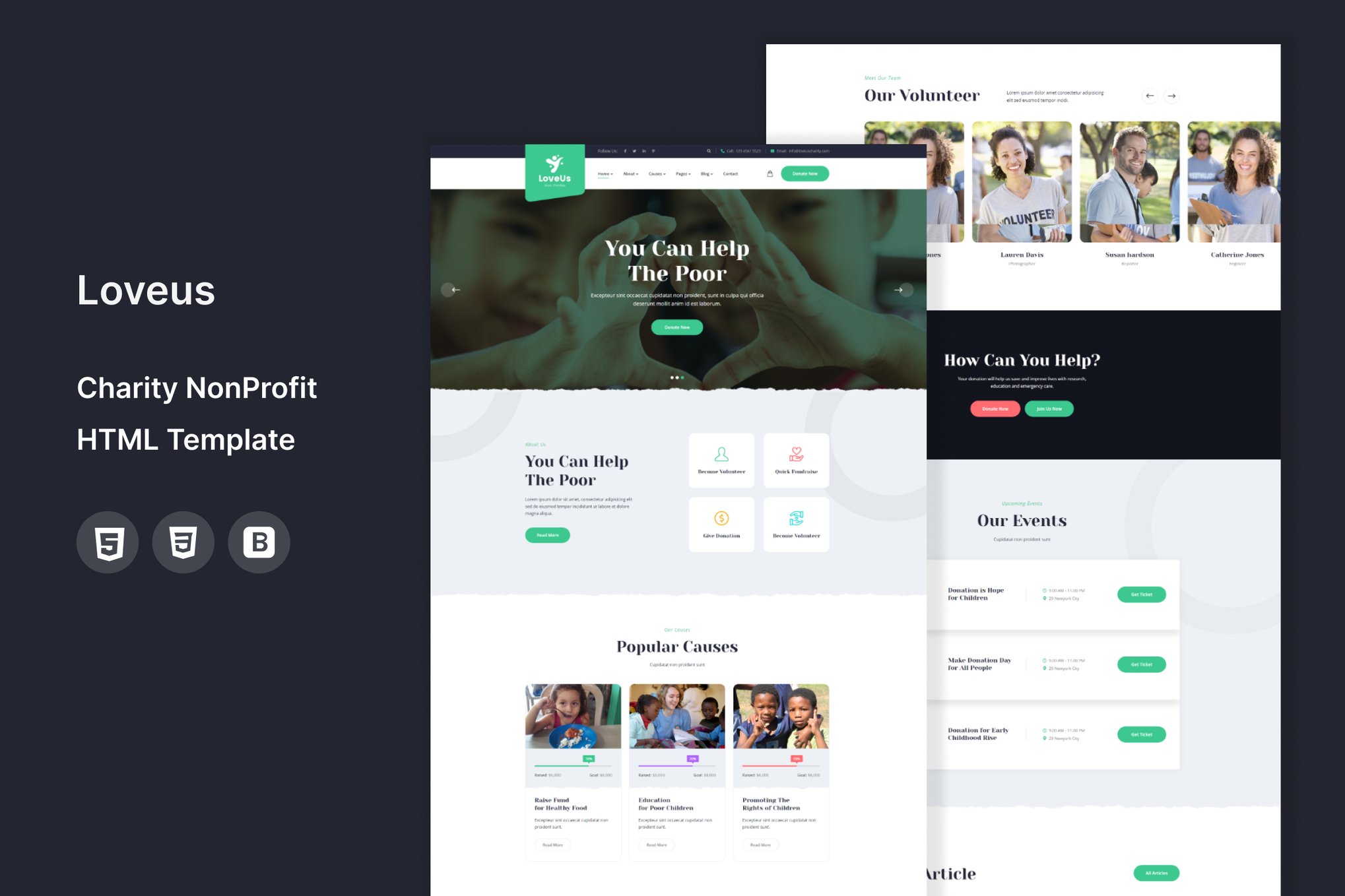 Imagen de portada de Loveus - Charity NonProfit HTML Template (plantilla web)