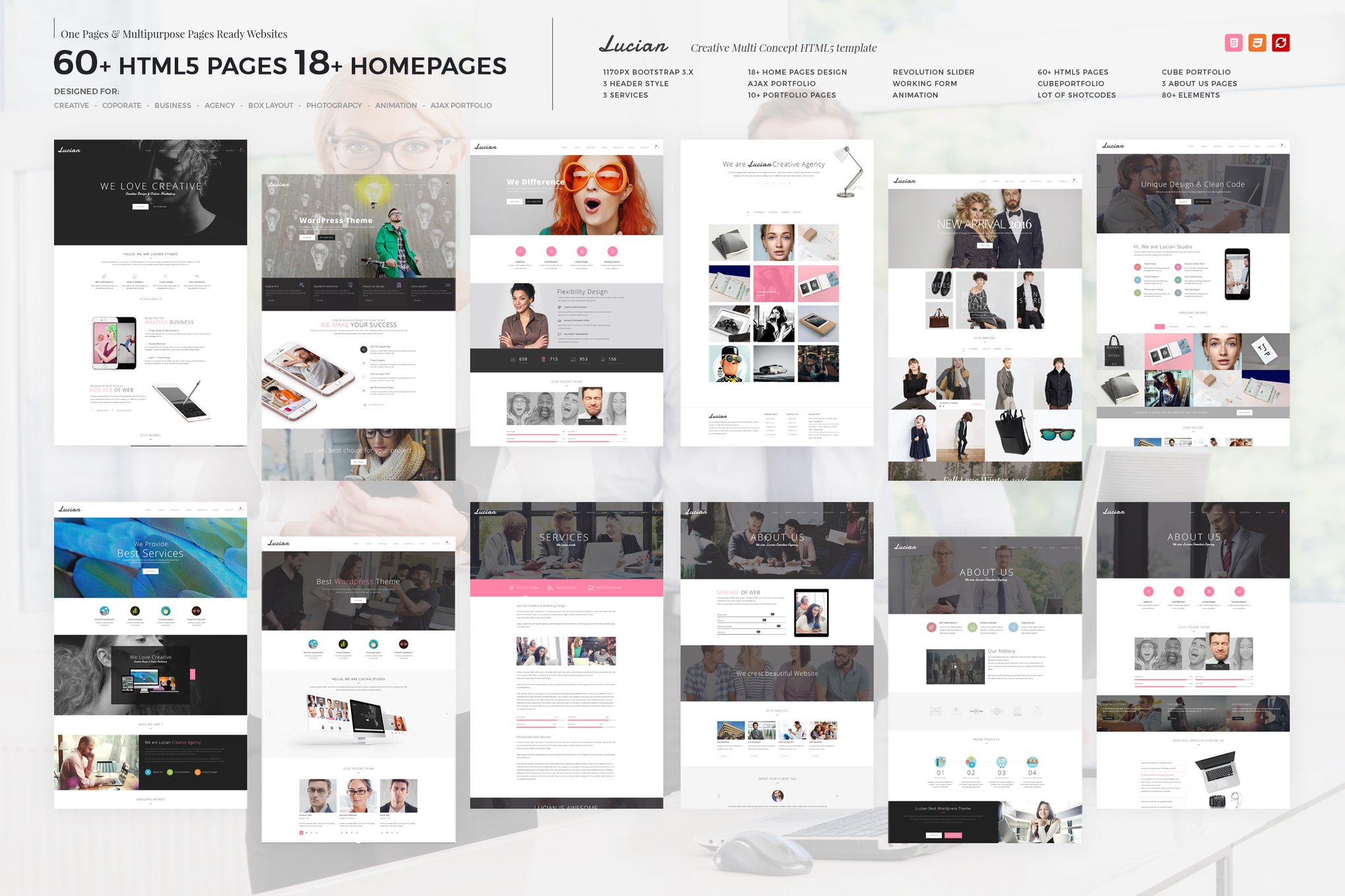 Imagen de portada de Lucian - Multi-Concept Creative HTML5 Template (plantilla web)