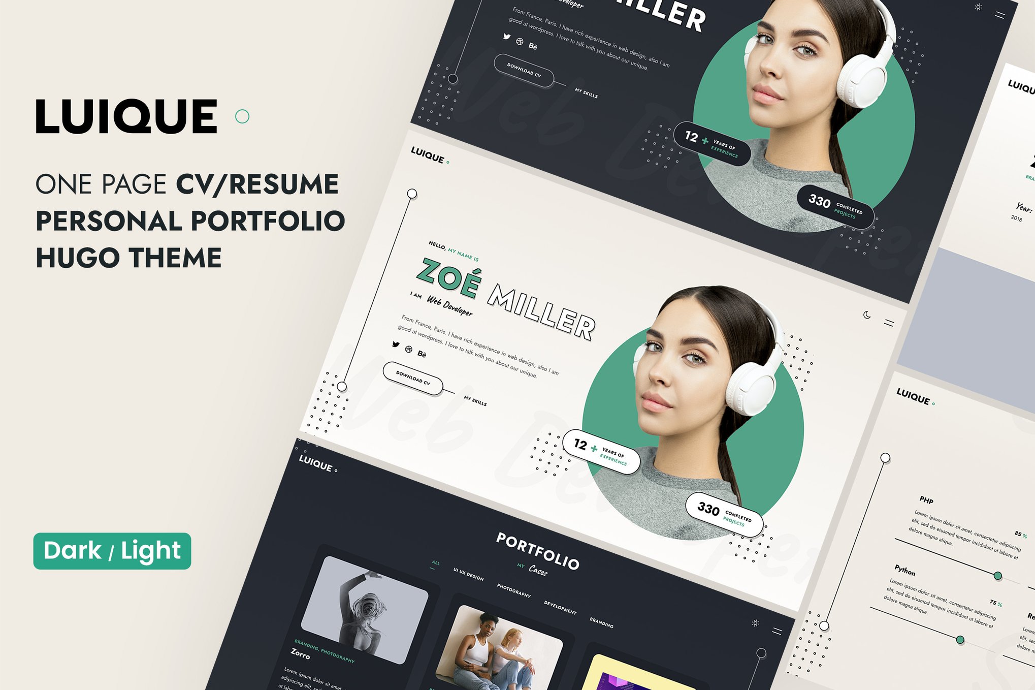 Imagen de portada de Luique - CV Resume Personal Portfolio Hugo Theme (plantilla web)