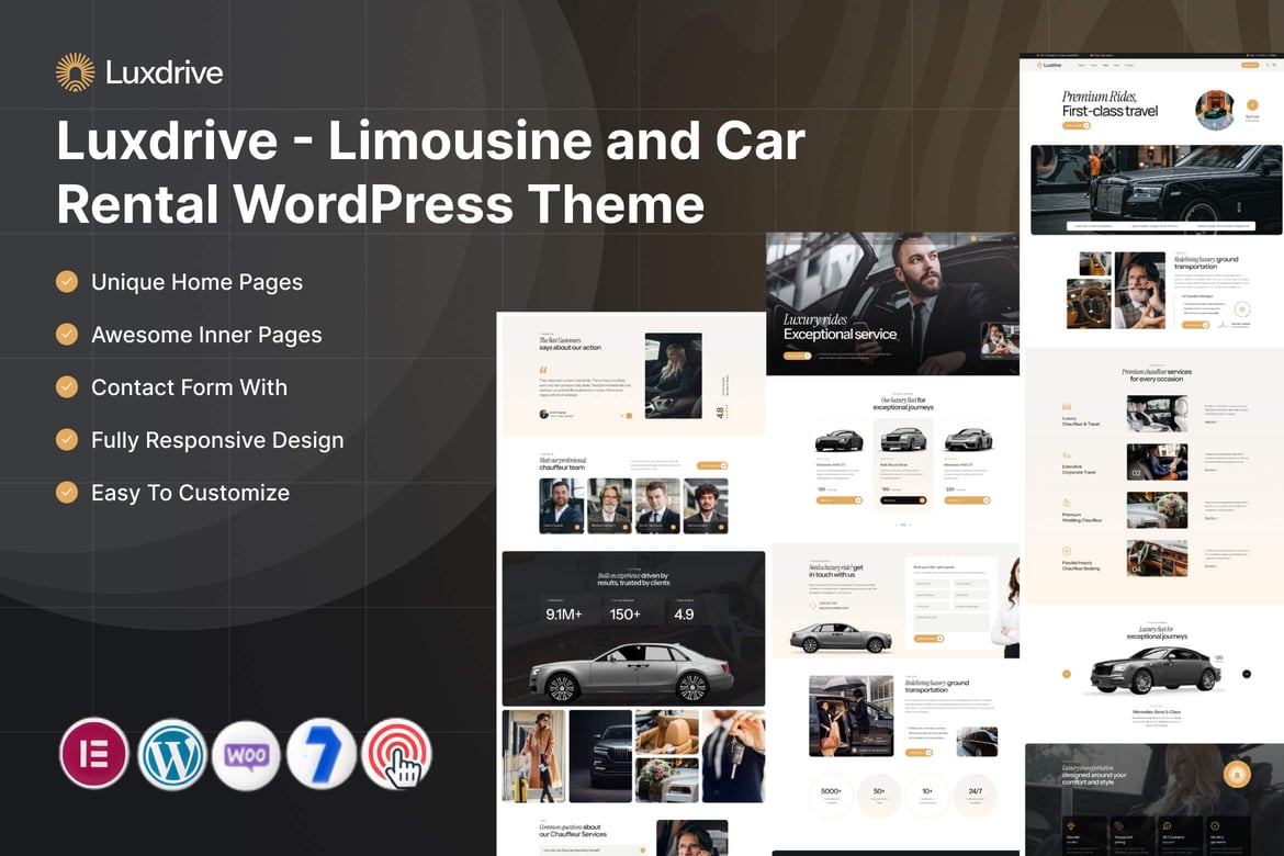 Imagen de portada de Luxdrive – Limousine & Car Rental WordPress Theme (tema)