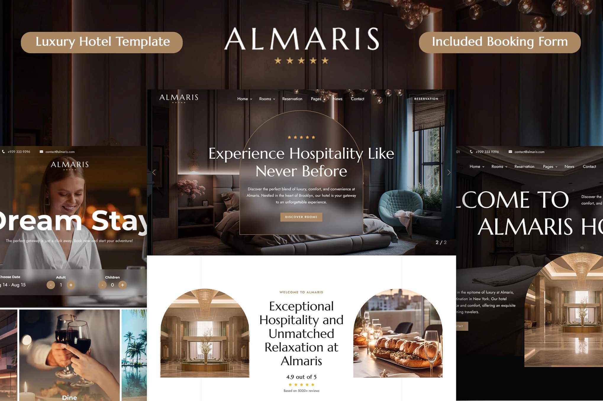 Imagen de portada de Luxury Hotel Booking Website Template - Almaris (plantilla web)