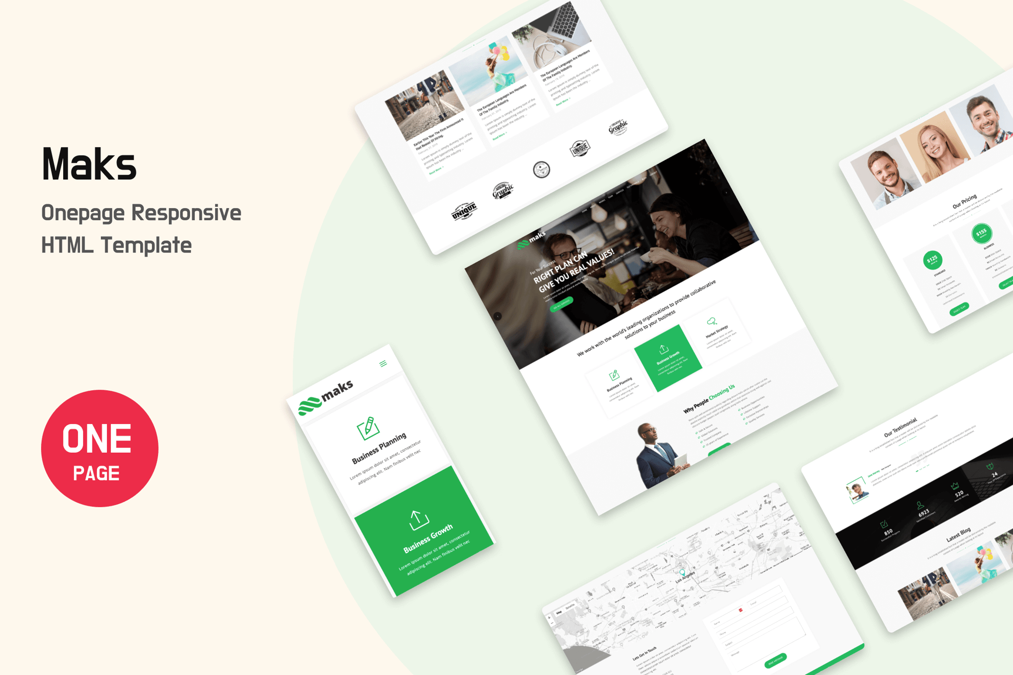 Imagen de portada de Maks - Onepage Responsive HTML Template (plantilla web)