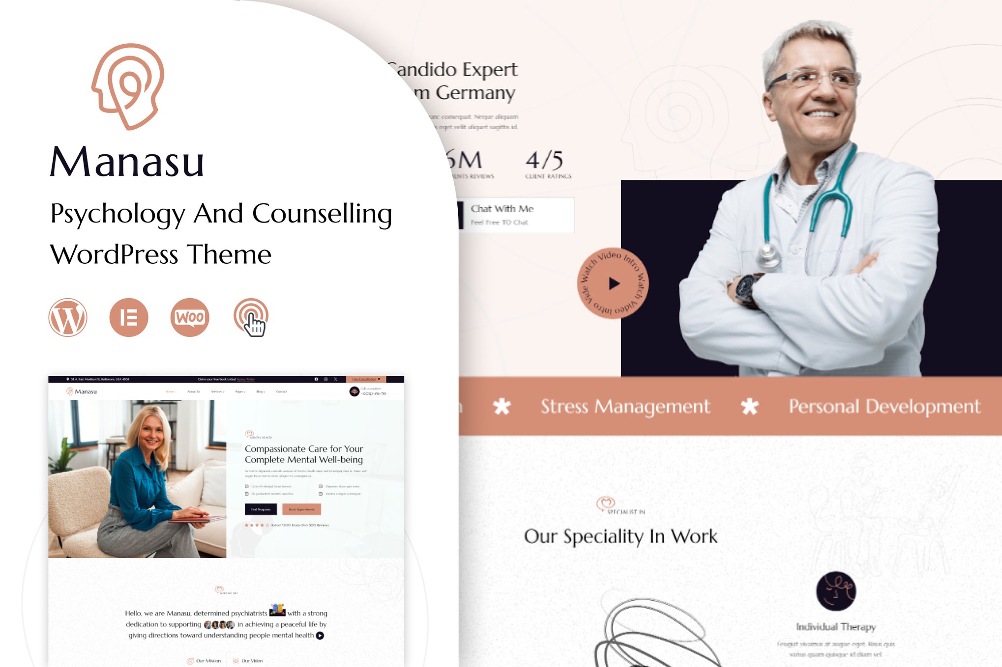 Imagen de portada de Manasu - Psychology and Counseling Theme (tema)