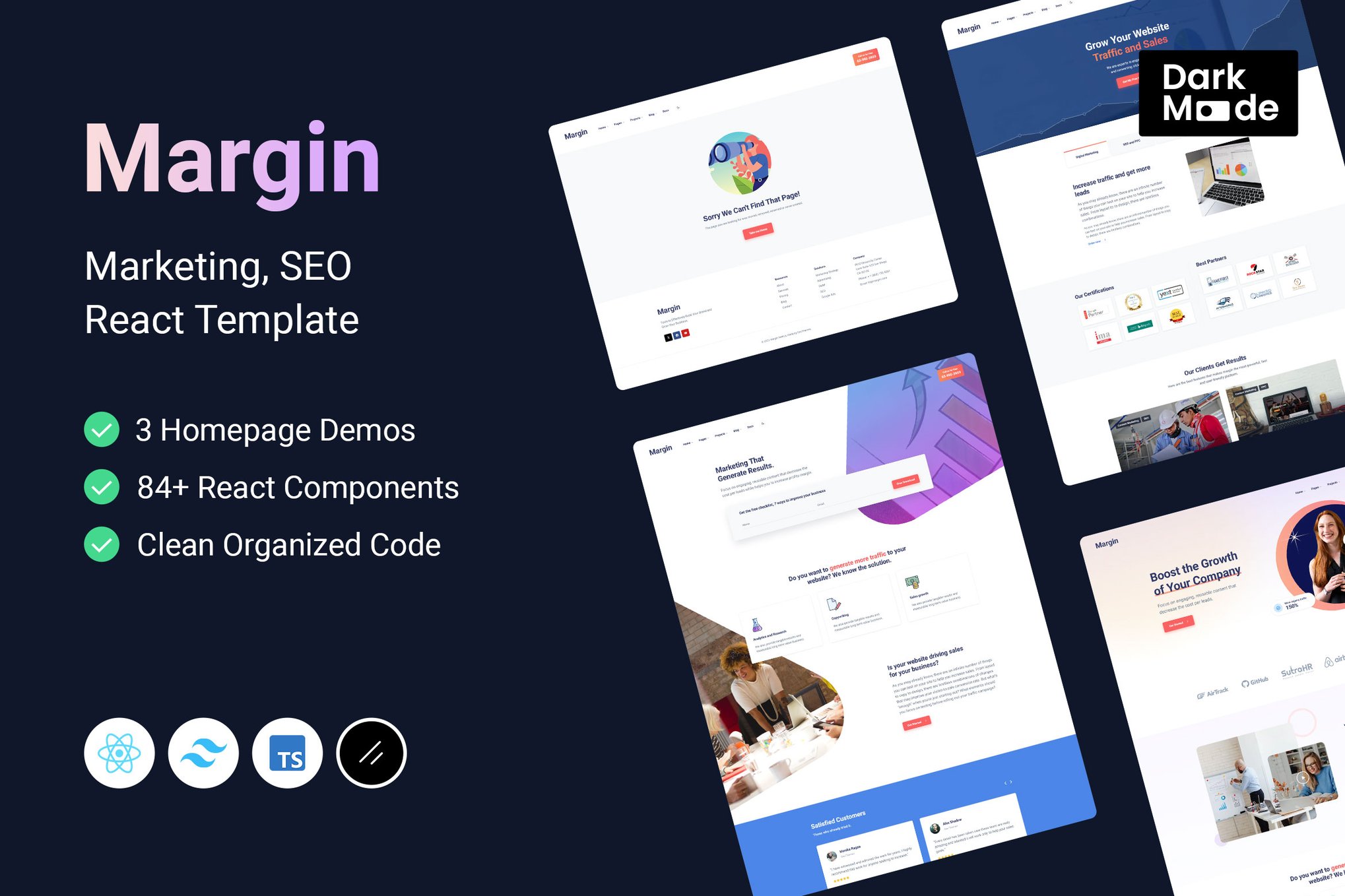Imagen de portada de Margin | Marketing SEO React TailwindCSS Template (plantilla web)