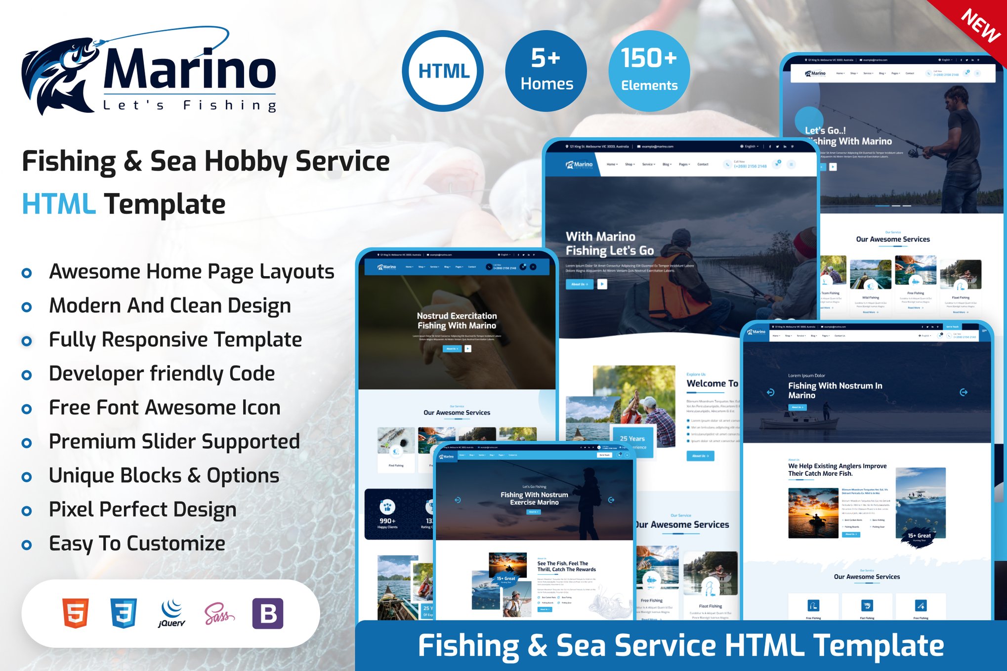 Imagen de portada de Marino - Fishing & Sea Hobby HTML Template (plantilla web)
