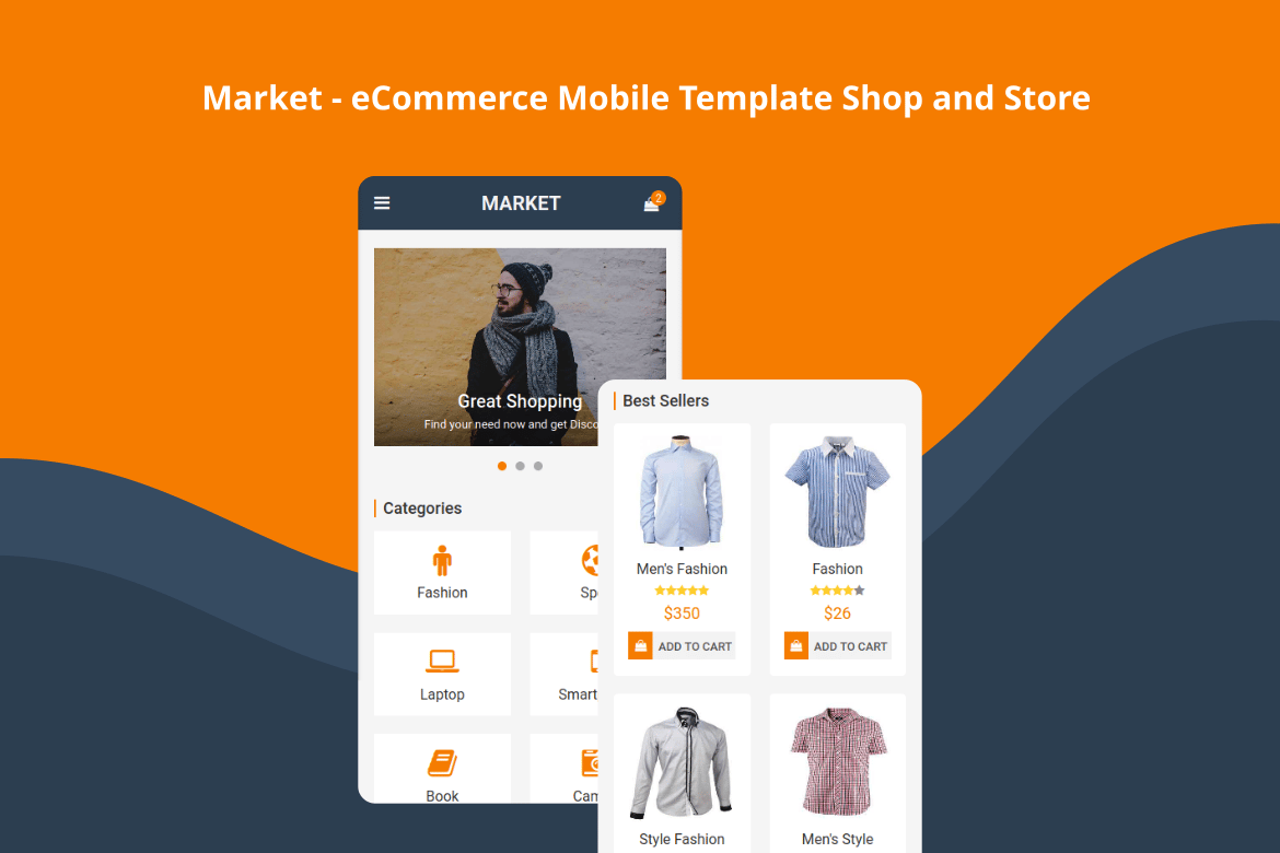 Imagen de portada de Market - eCommerce Mobile Template Shop and Store (plantilla web)