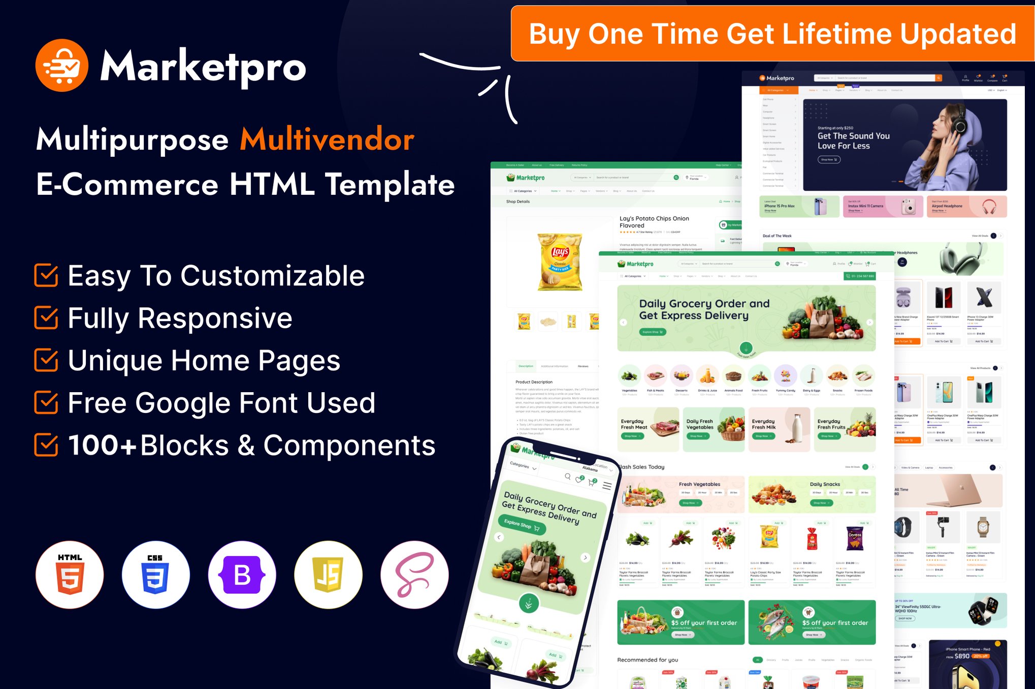 Imagen de portada de MarketPro - eCommerce Multivendor HTML Template (plantilla web)