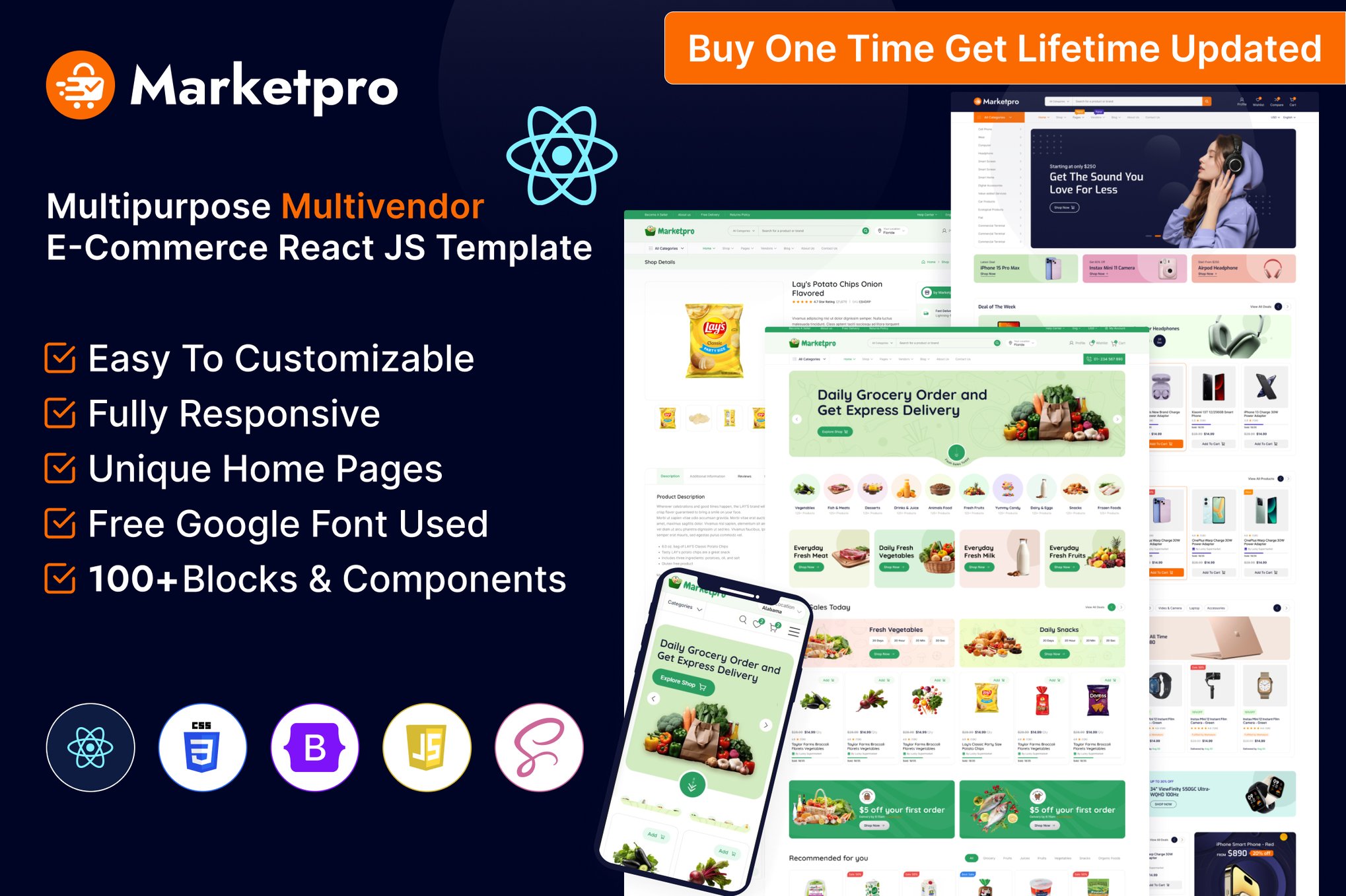 Imagen de portada de MarketPro - eCommerce Multivendor React JS (plantilla web)