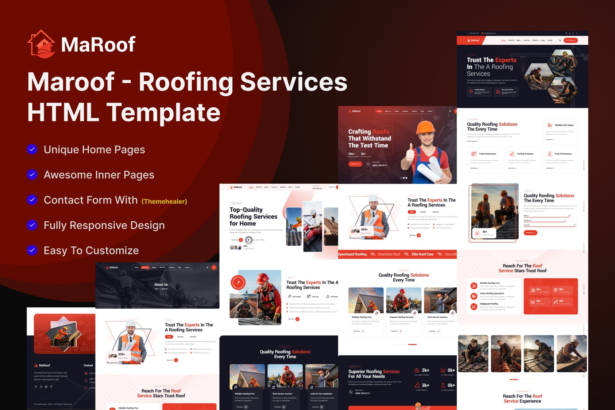 Imagen de portada de Maroof - Roofing Services HTML Template (plantilla web)