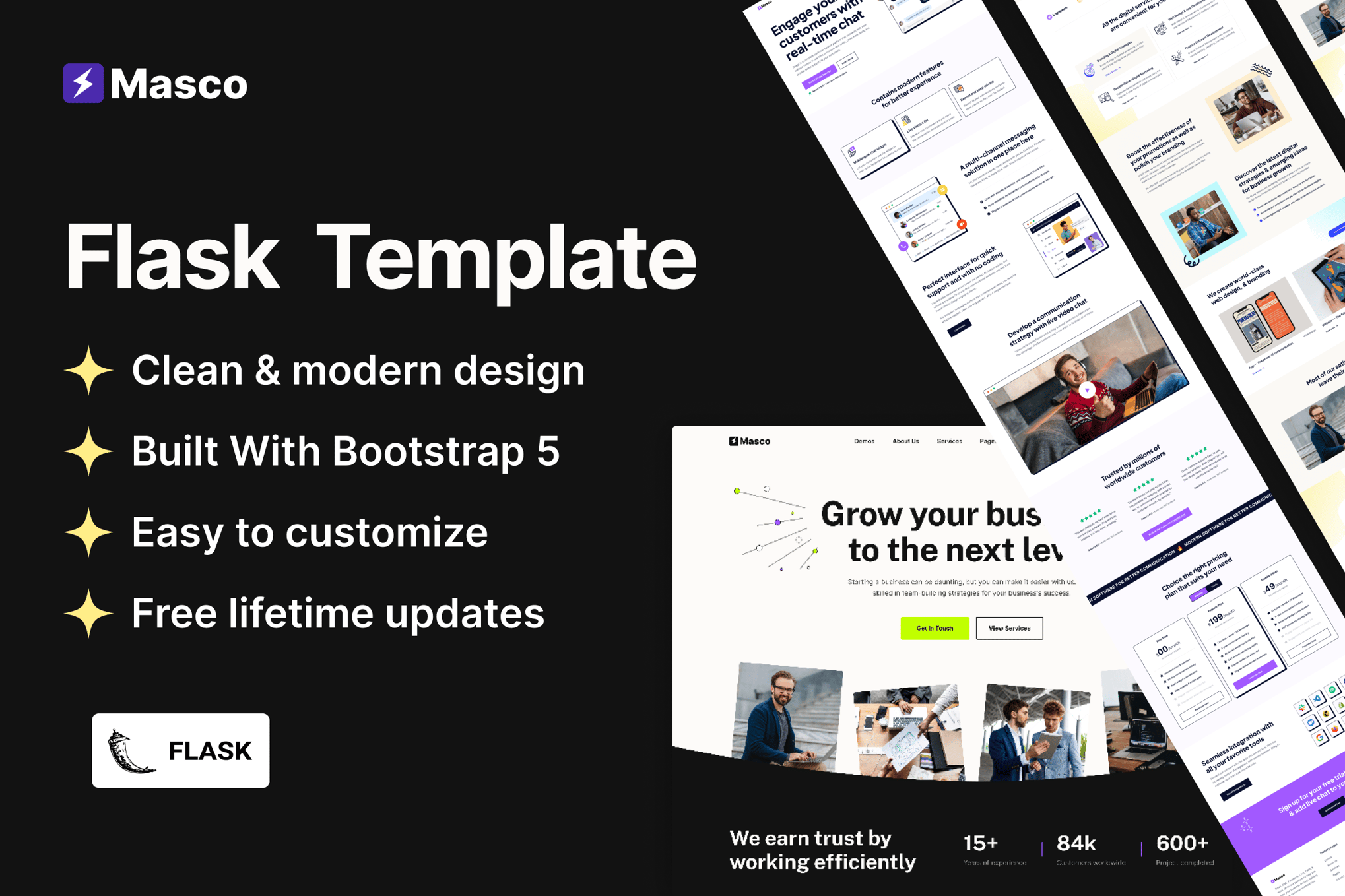 Imagen de portada de Masco - Saas Software Startup Flask Template (plantilla web)