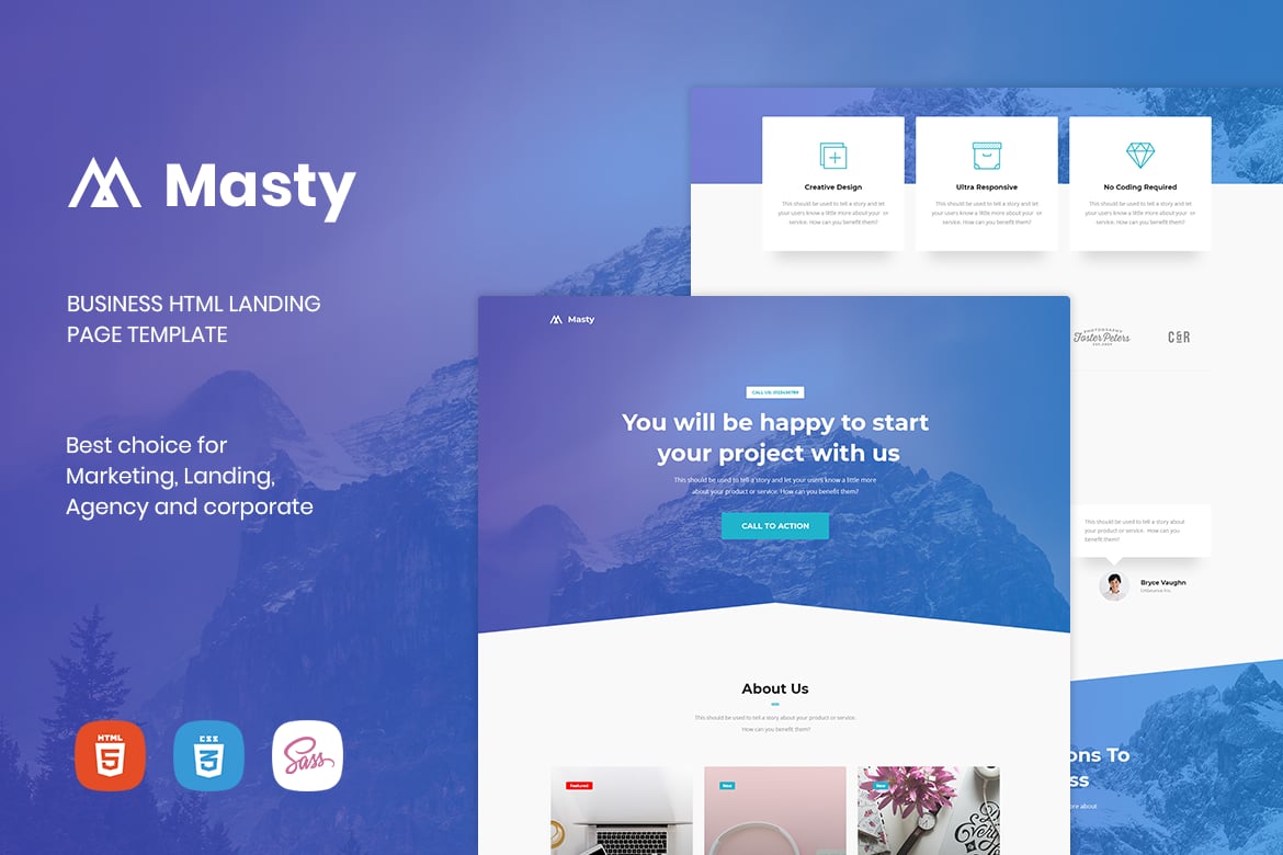Imagen de portada de Masty - Business HTML Landing Page Template (plantilla web)