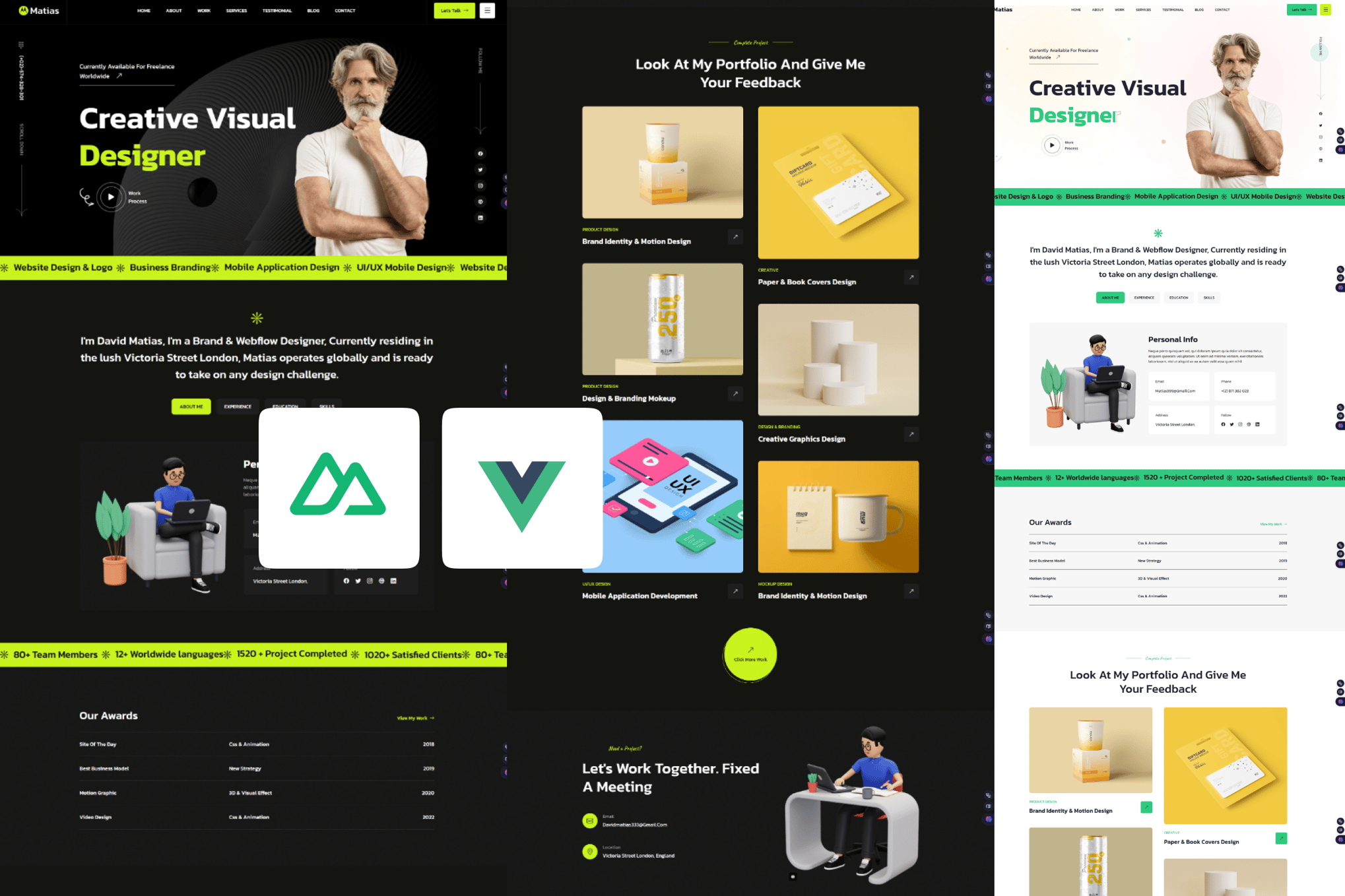 Imagen de portada de Matias - Personal Portfolio Vue Nuxt 3 Template (plantilla web)