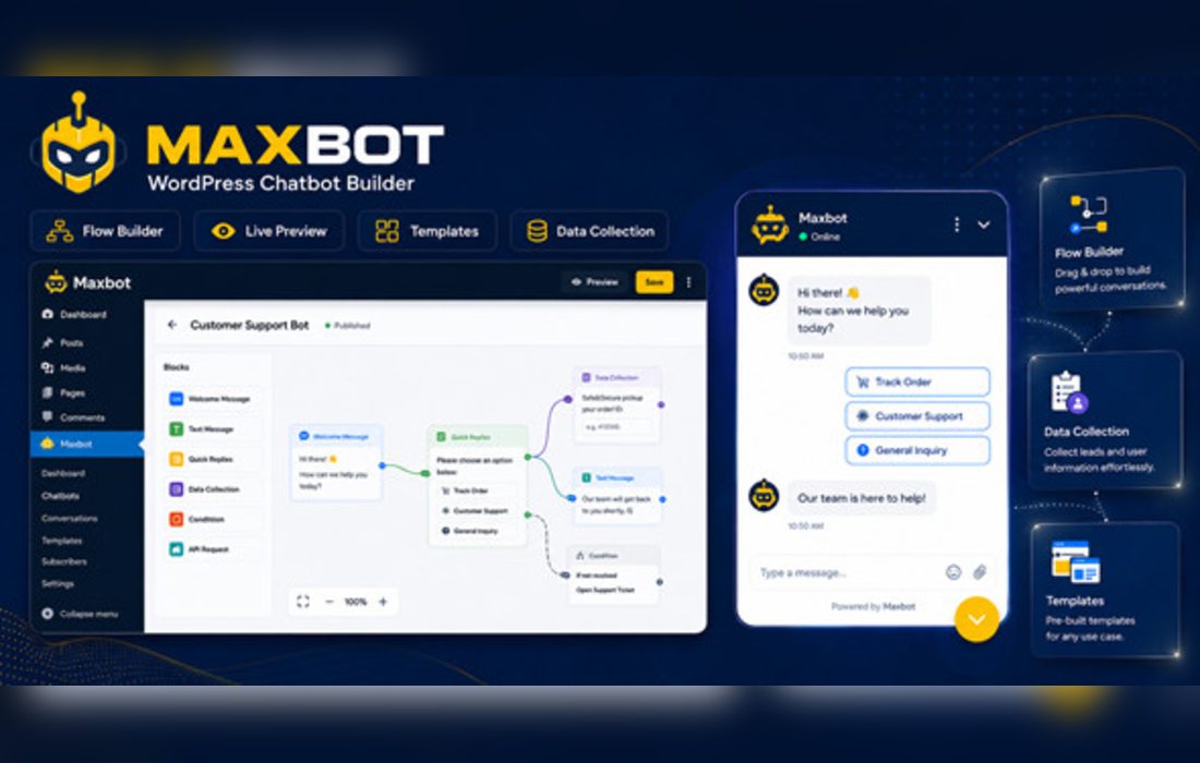 Imagen de portada de Maxbot - Chatbot Builder WordPress Plugin (plugin)