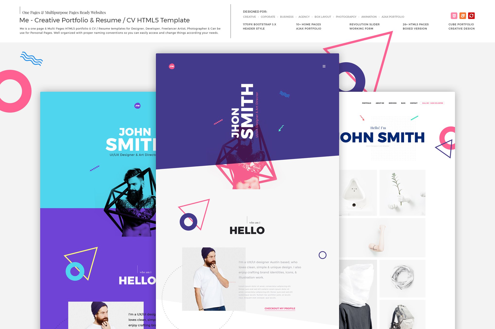 Imagen de portada de Me - Creative Portfolio & Resume/CV HTML Template (plantilla web)