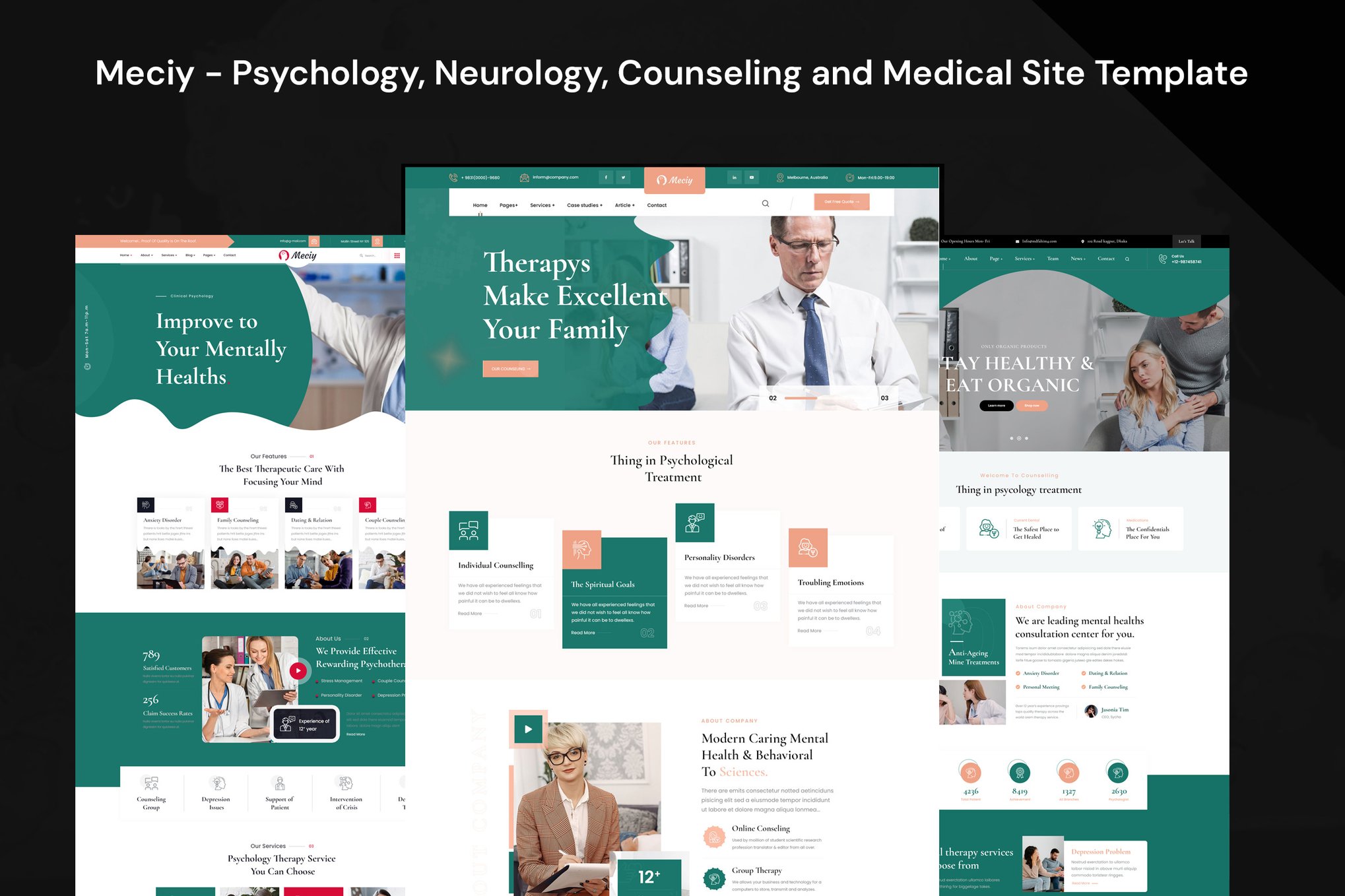 Imagen de portada de Meciy - Psychology, Counseling Site Template (plantilla web)