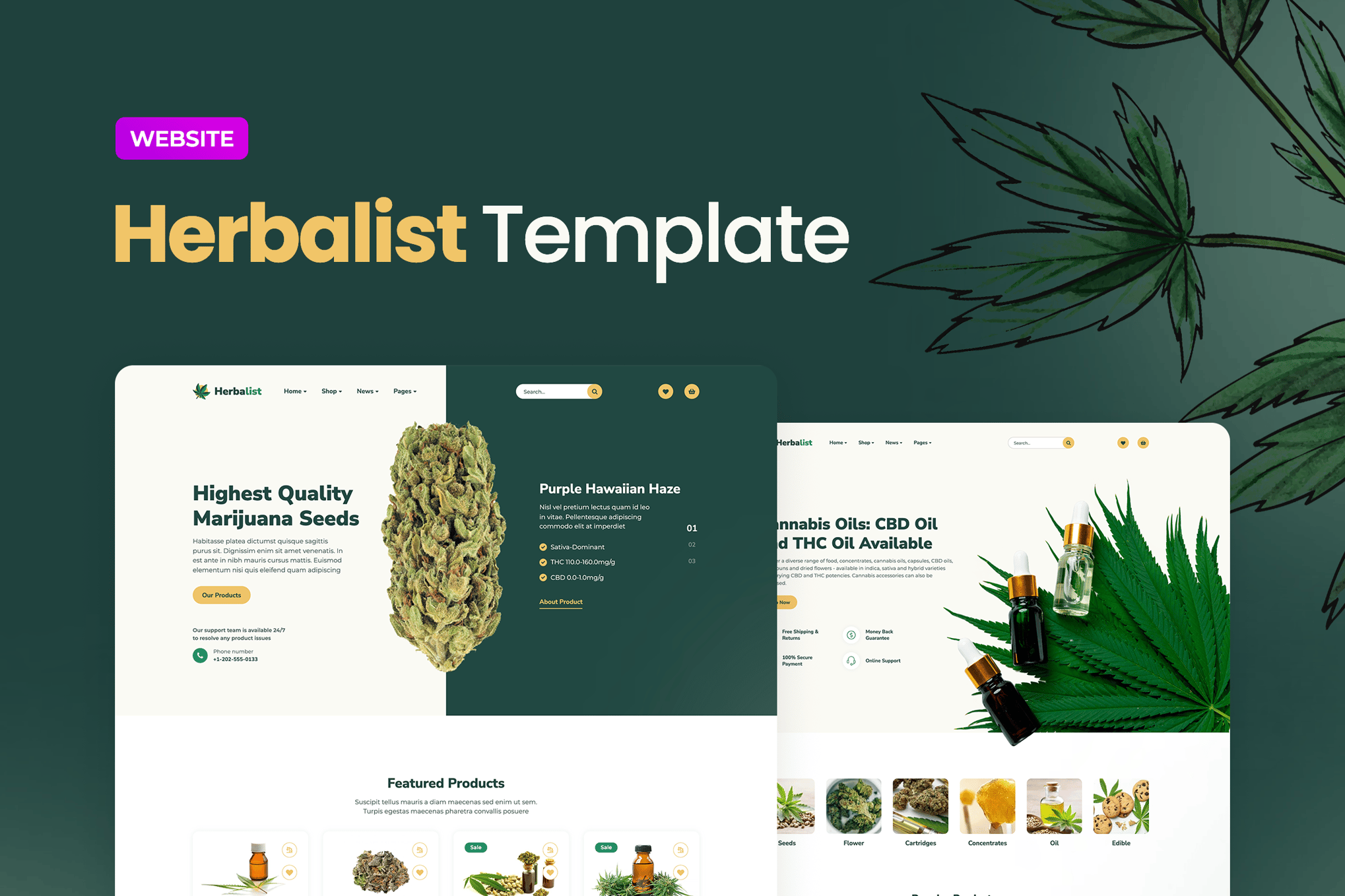 Imagen de portada de Medical Marijuana Store Website Template (plantilla web)
