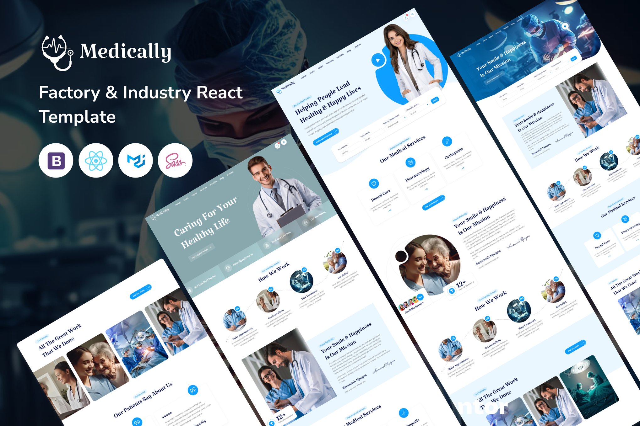 Imagen de portada de Medically - Health & Medical React Template (plantilla web)