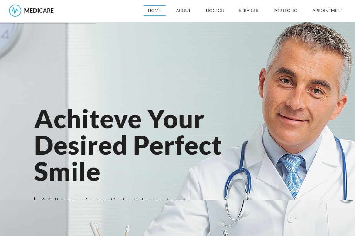 Imagen de portada de MediCare – Dentist, Medical HTML5 Template (plantilla web)