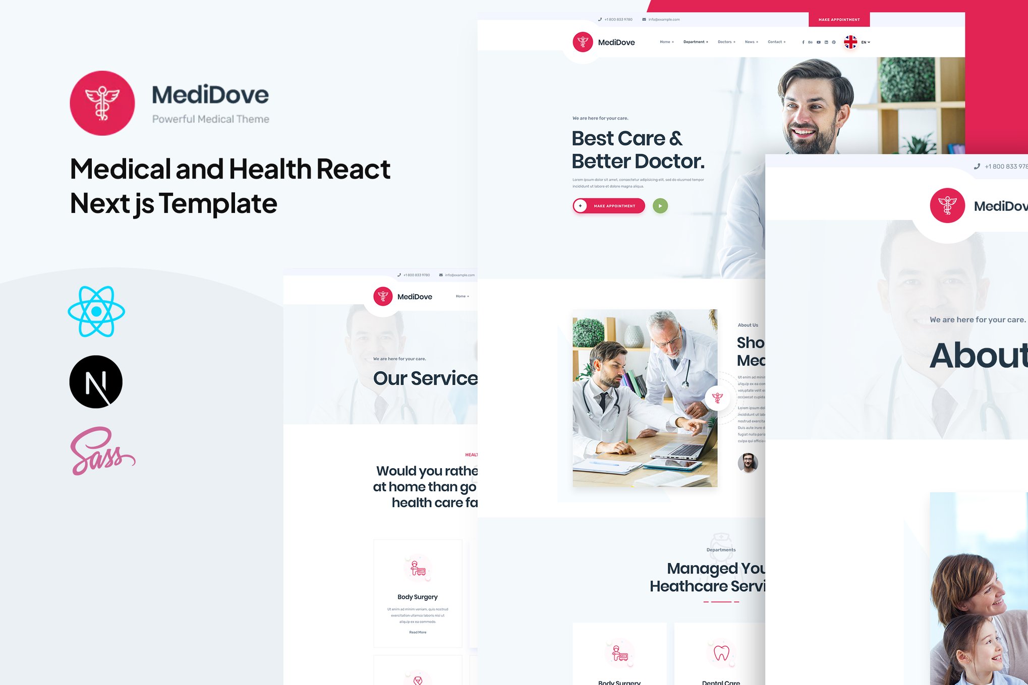 Imagen de portada de MediDove – Medical and Health React Next js (plantilla web)