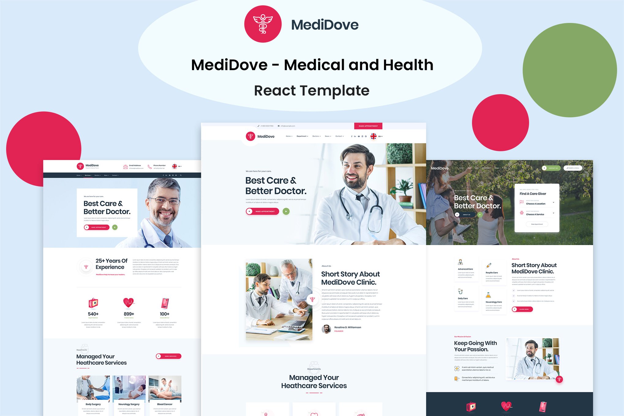Imagen de portada de MediDove - Medical and Health React Template (plantilla web)