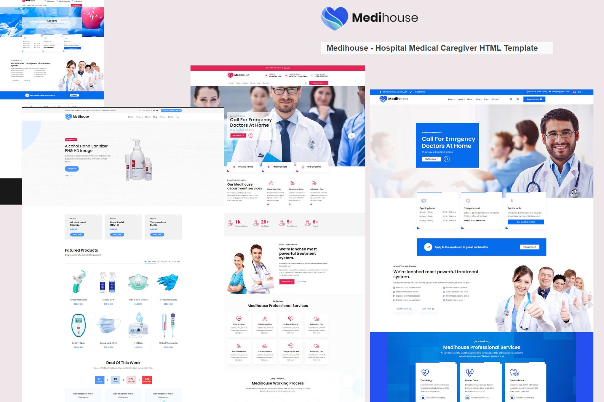Imagen de portada de Medihouse - Hospital Medical Caregiver HTML Templa (plantilla web)