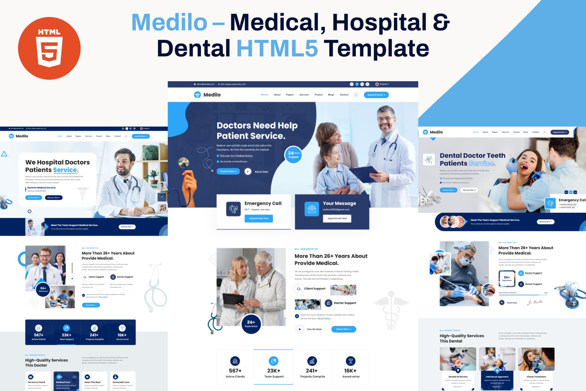 Imagen de portada de Medilo - Medical, Hospital & Dental HTML Template (plantilla web)