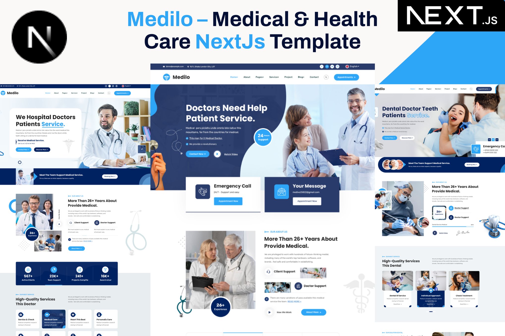 Imagen de portada de Medilo-Medical, Hospital & Dental NextJs Template (plantilla web)