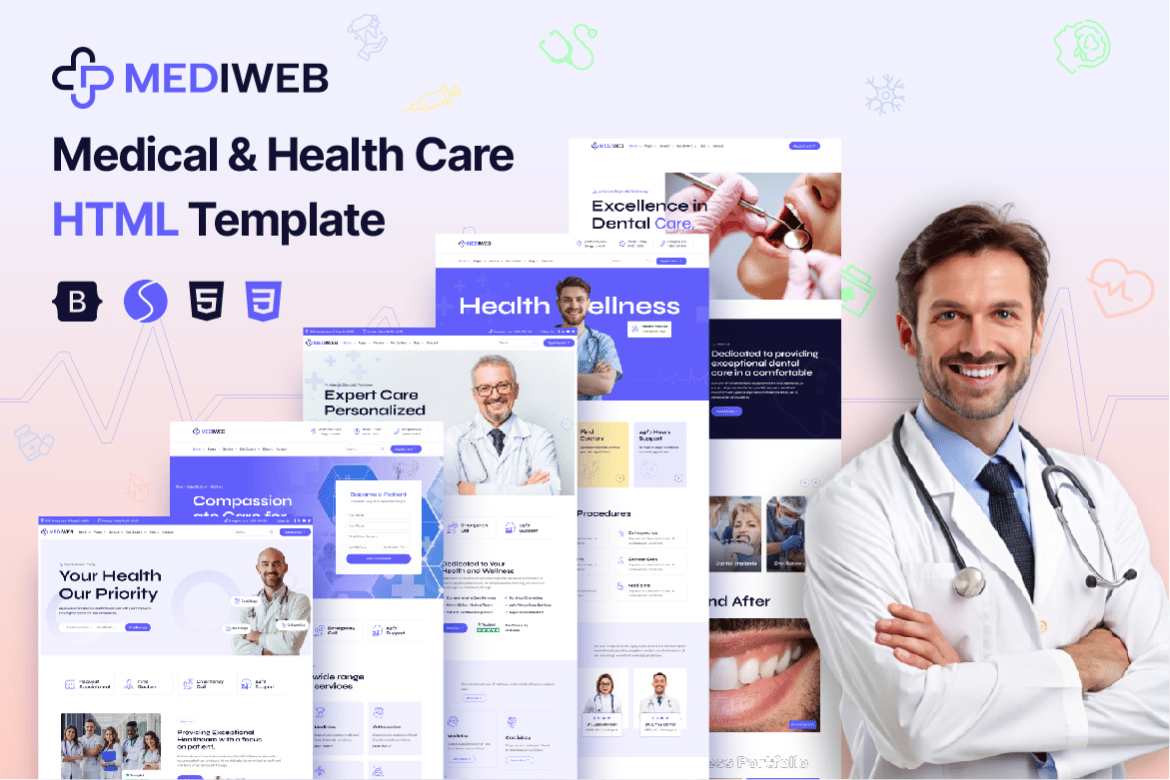Imagen de portada de Mediweb – Health & Medical HTML Template (plantilla web)