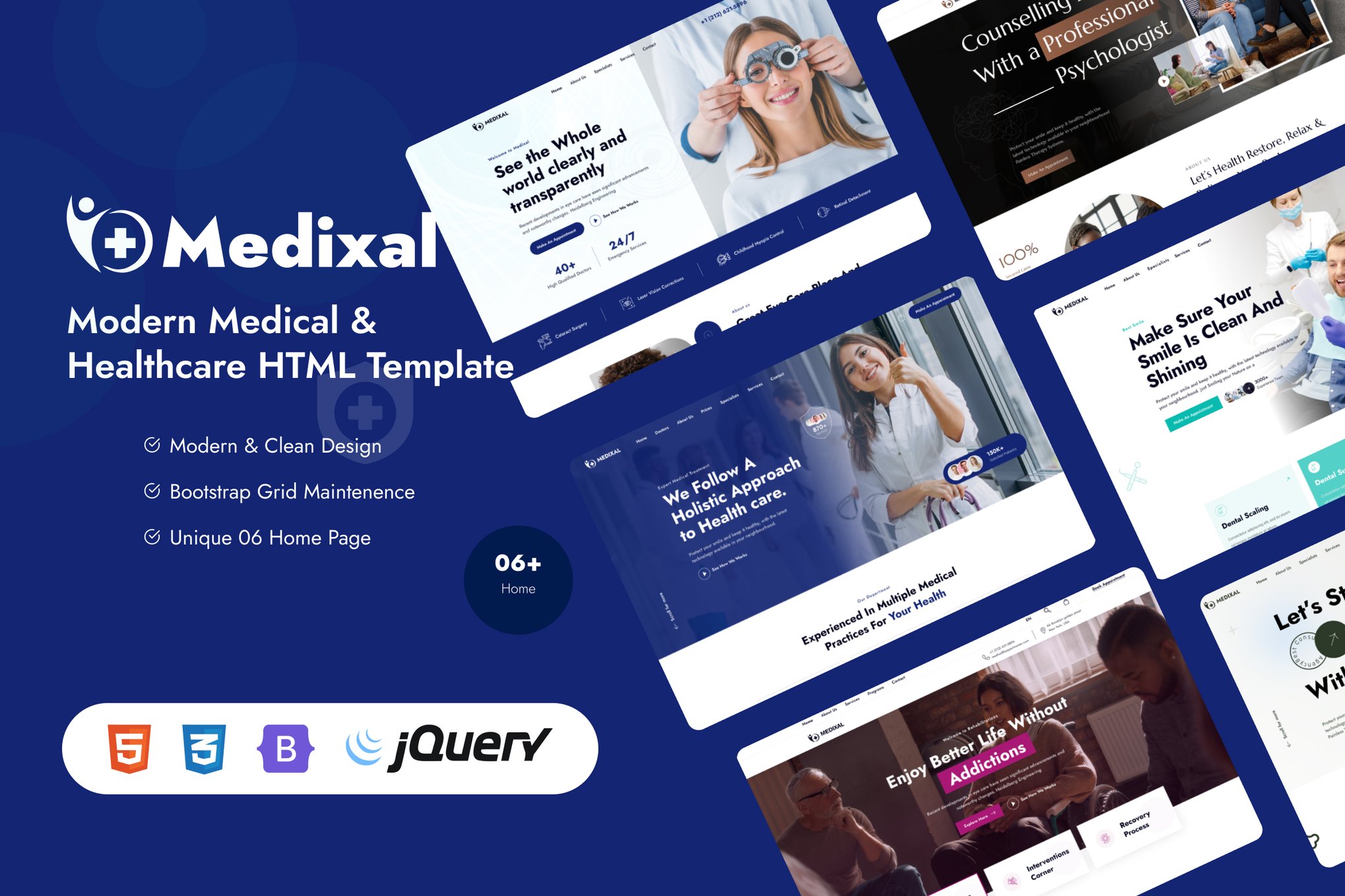 Imagen de portada de Medixal - Modern Medical & Healthcare HTML Templat (plantilla web)