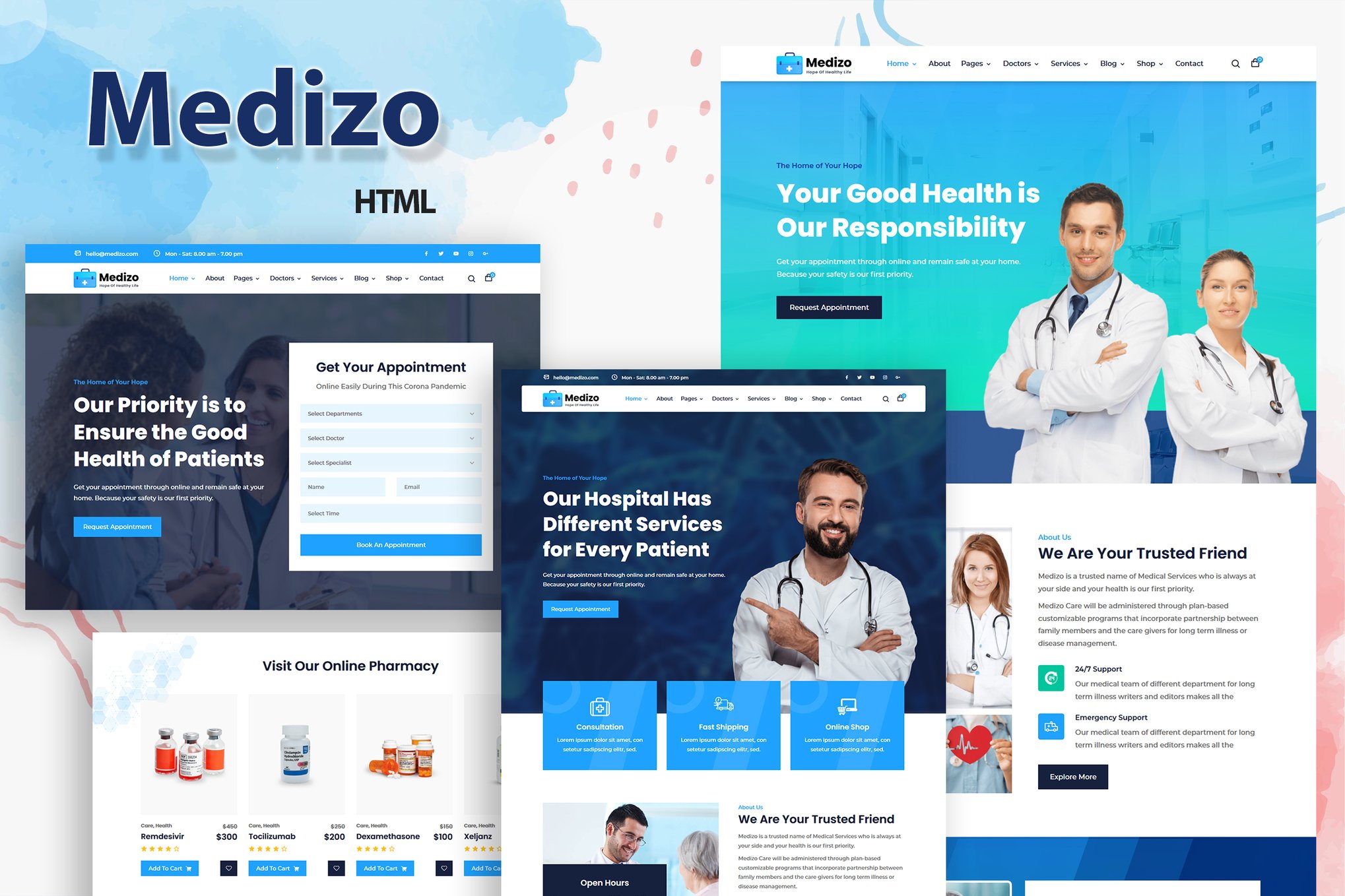 Imagen de portada de Medizo - Healthcare Clinic & Doctor HTML Template (plantilla web)