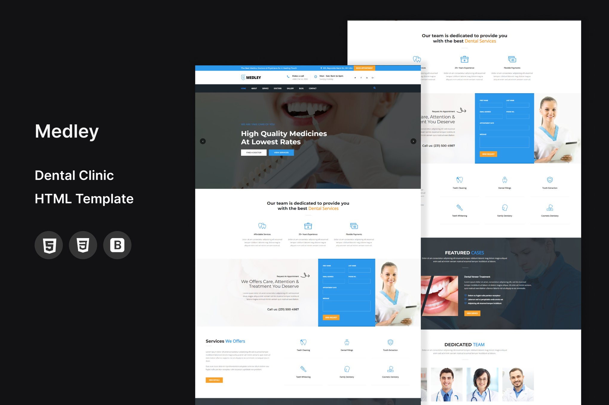 Imagen de portada de Medley - Dental Clinic HTML Template (plantilla web)
