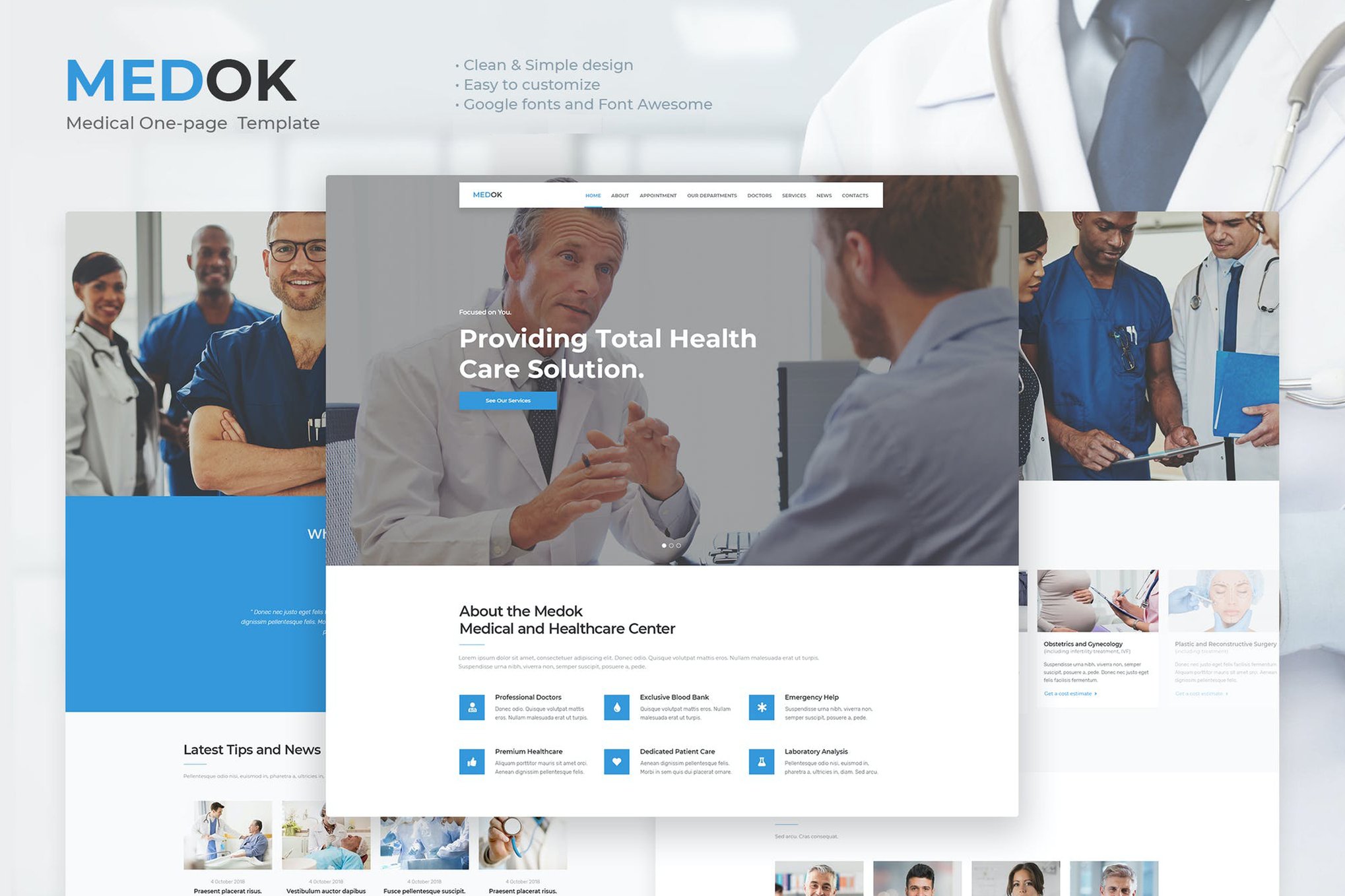 Imagen de portada de Medoc - Medical & Health One Page Template (plantilla web)