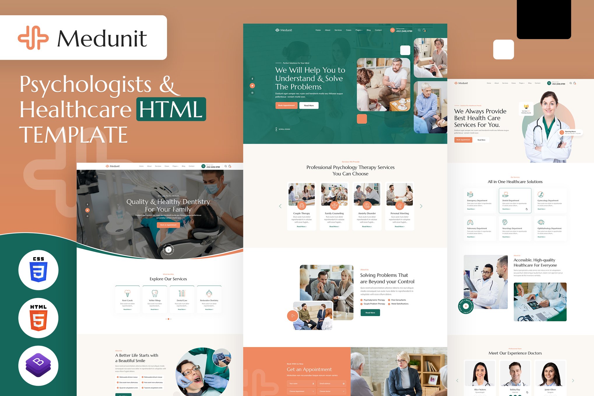 Imagen de portada de Medunit | Psychologists & Health Care HTML Templat (plantilla web)