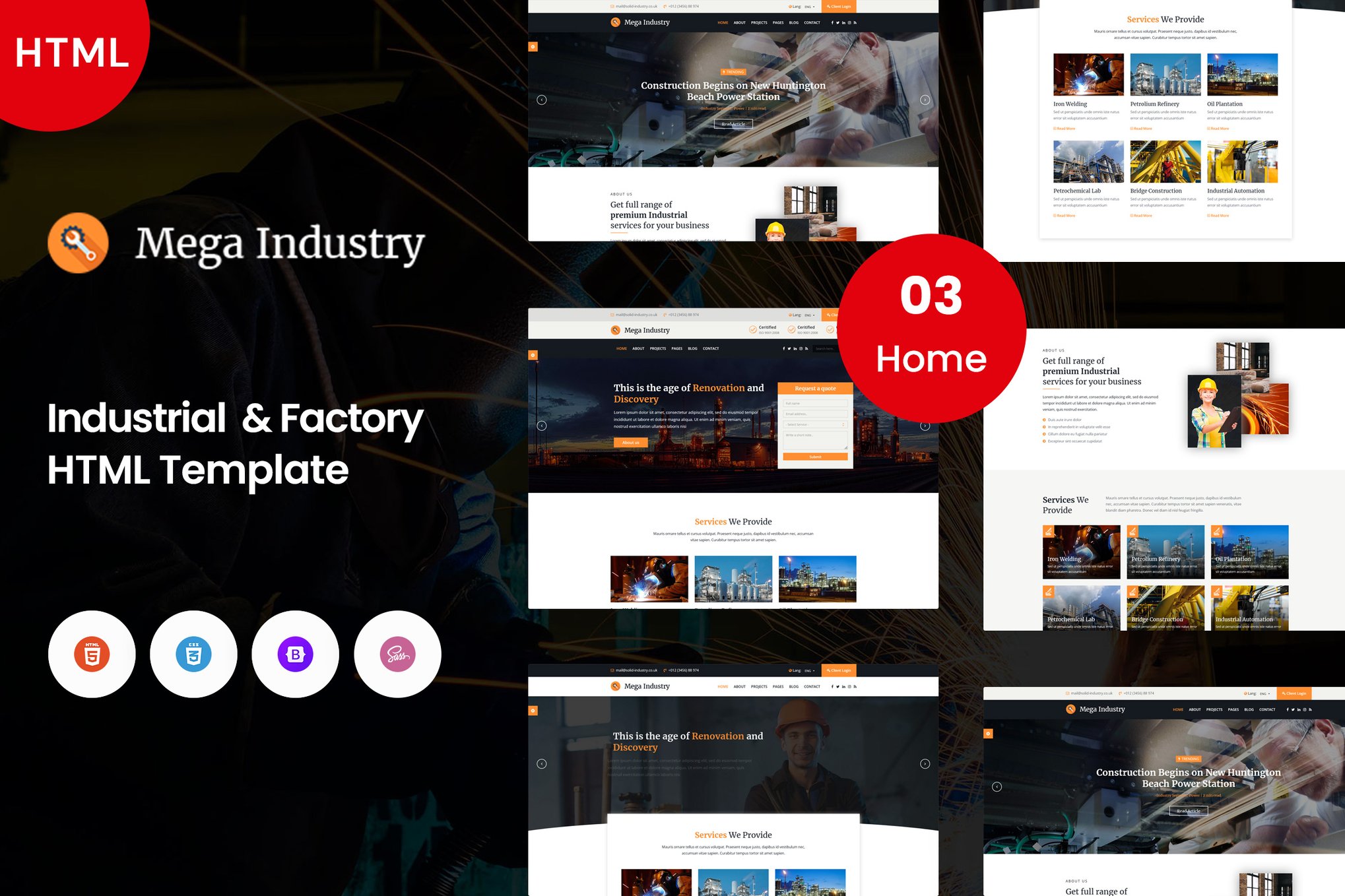Imagen de portada de Mega Industry - Industry & Factory Template (plantilla web)