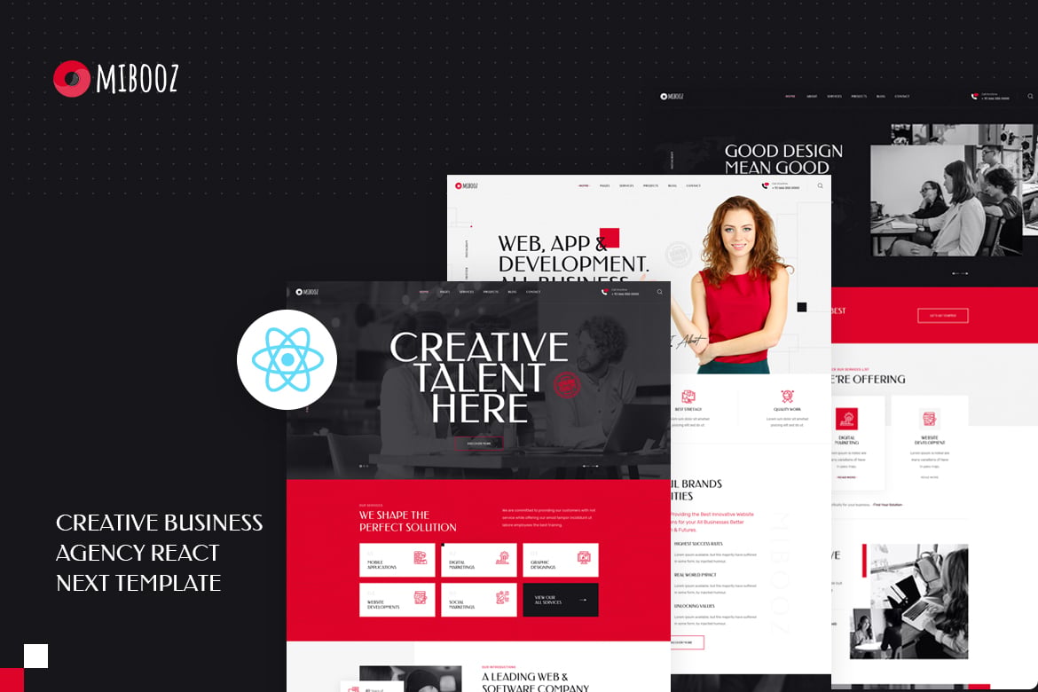 Imagen de portada de Mibooz - Creative Agency React Next Template (plantilla web)