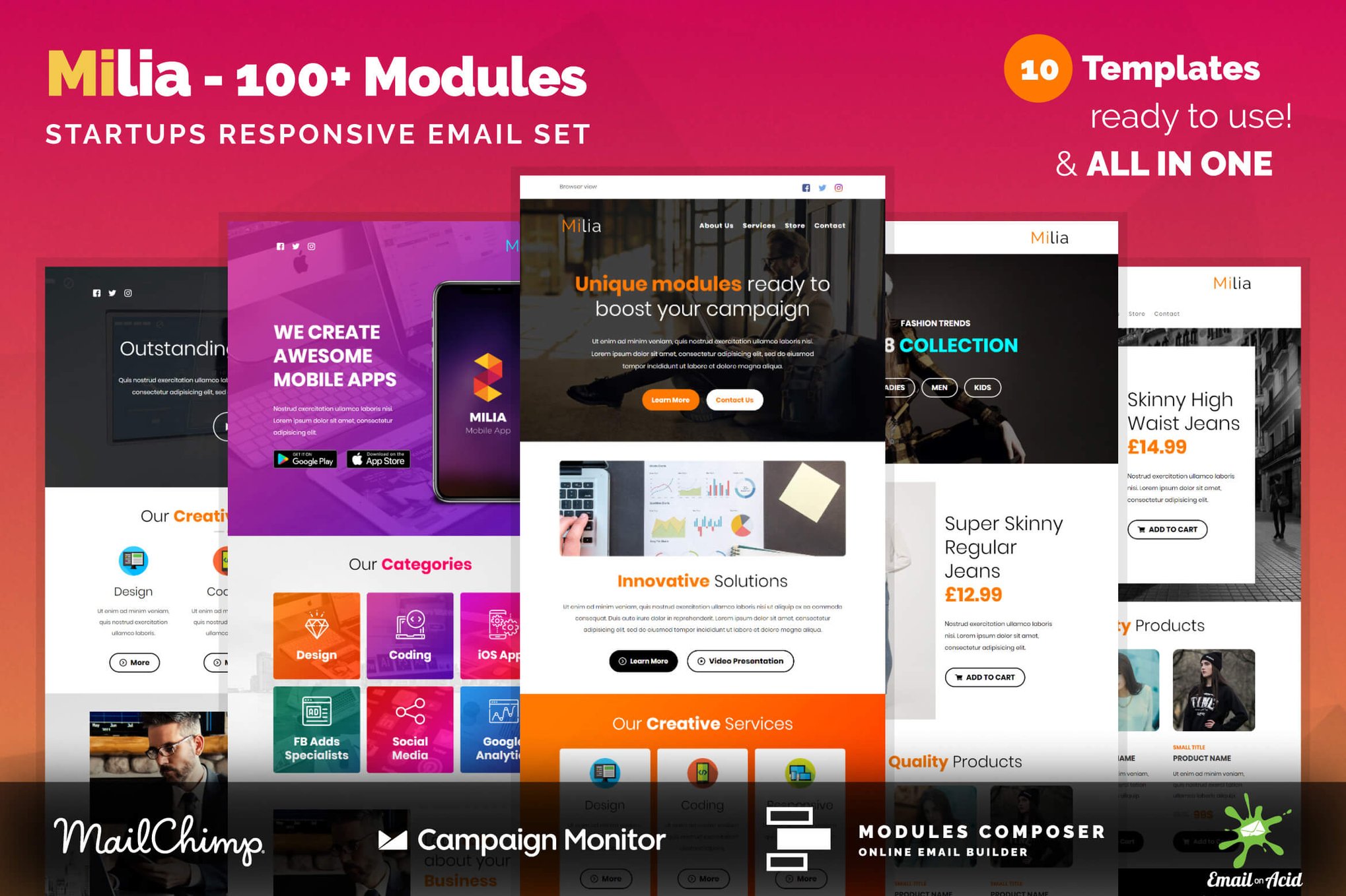 Imagen de portada de Milia - Responsive Email with 100+ Modules (plantilla web)