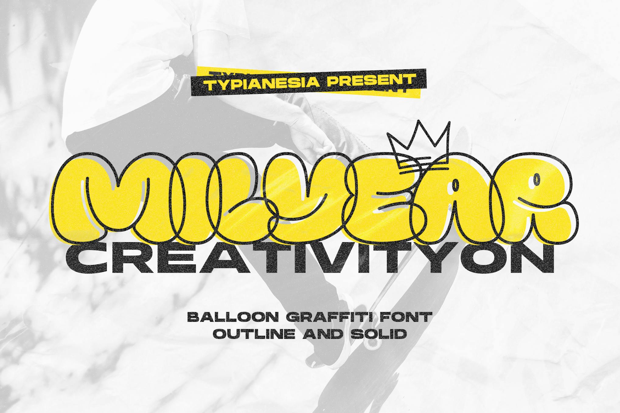 Imagen de portada de Milyear Solid - Balloon Grafiti Font (fuente)
