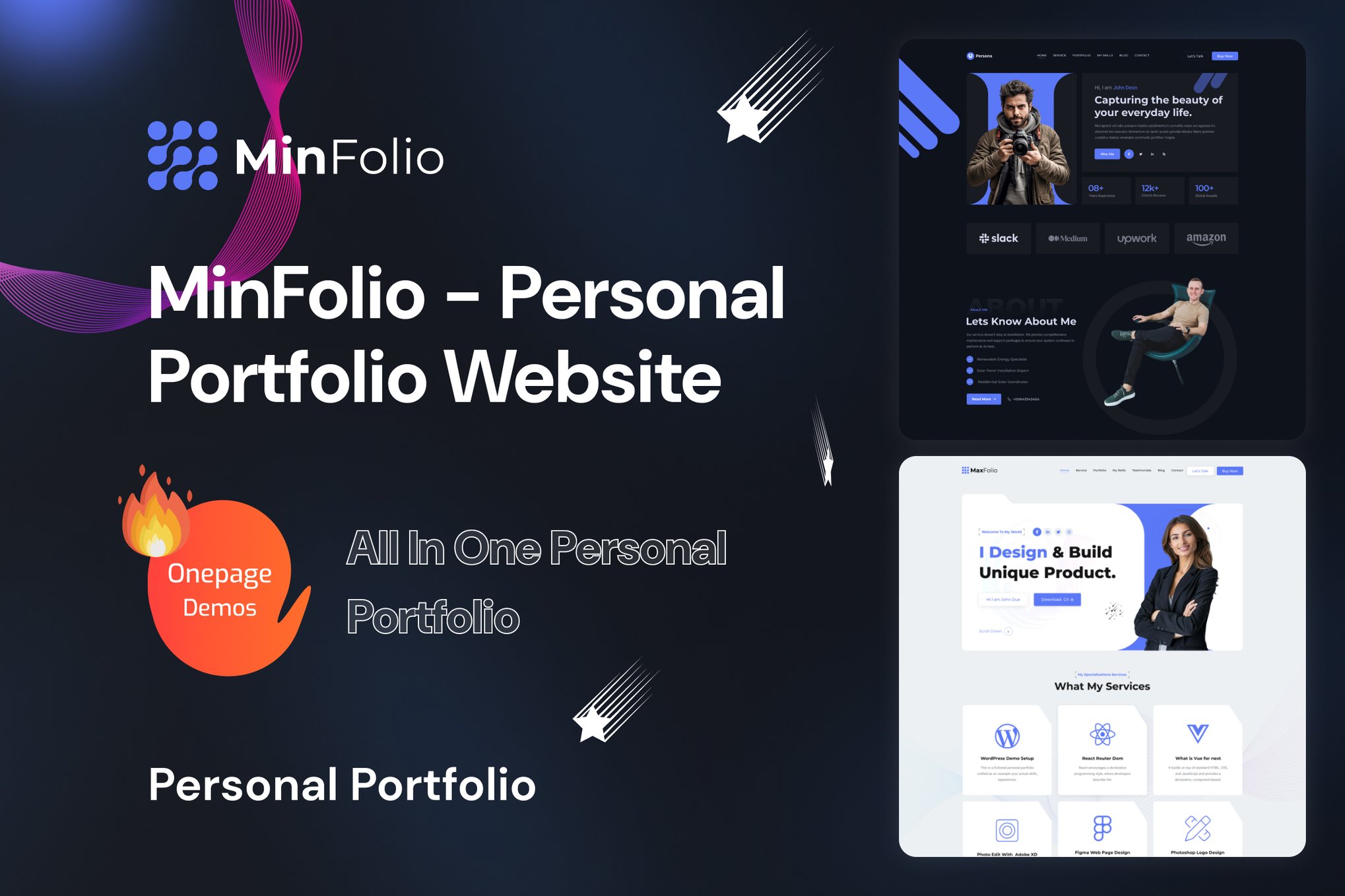 Imagen de portada de MinFolio - Personal Portfolio Website Template (plantilla web)