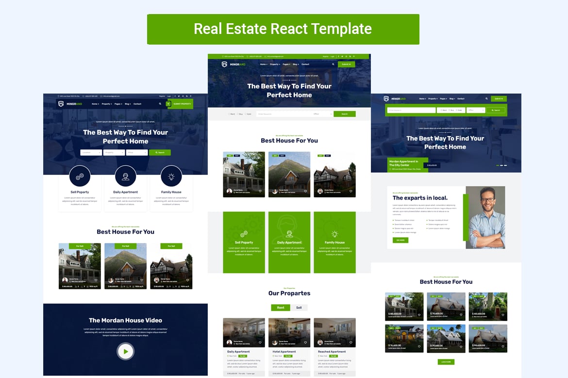 Imagen de portada de Mingrand React - Modern Real Estate Template (plantilla web)