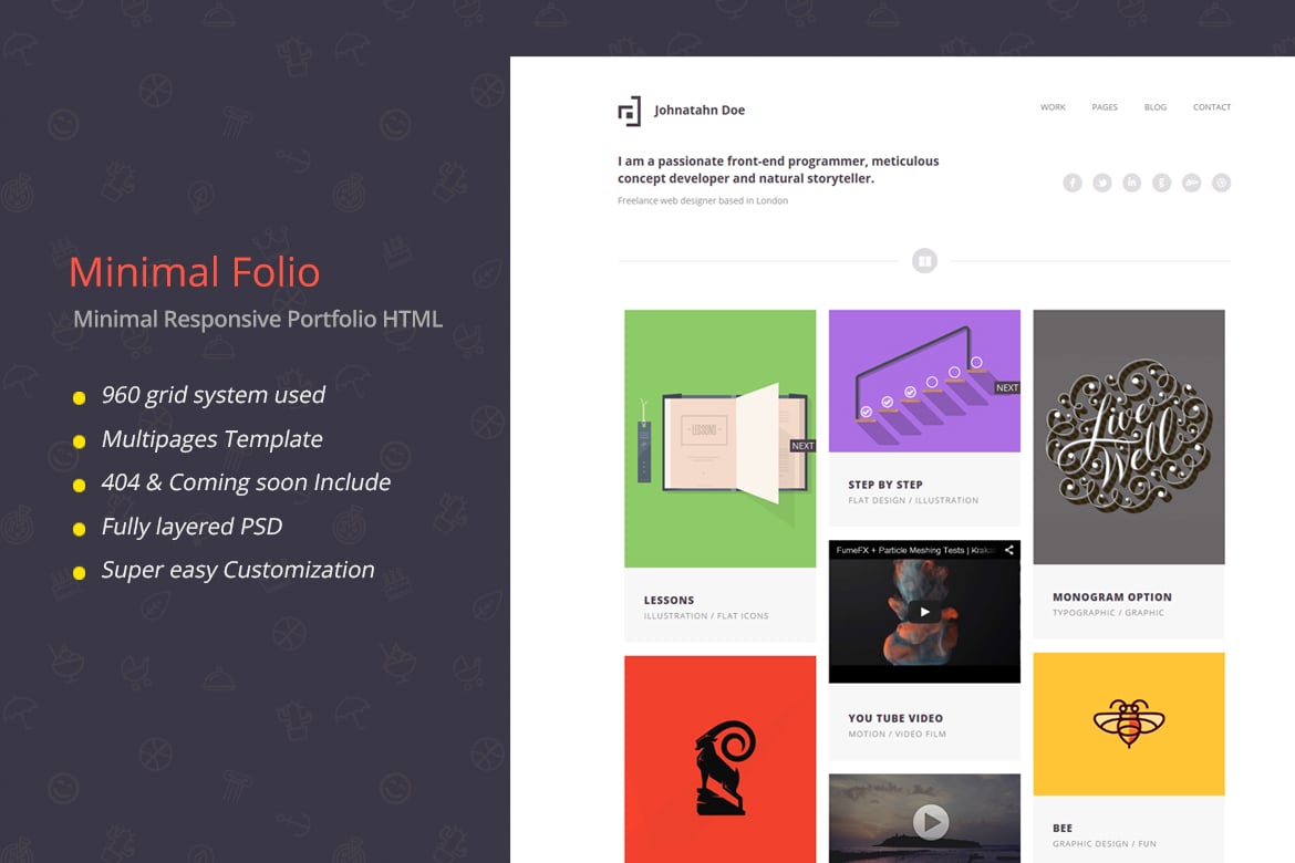 Imagen de portada de Minimal Folio - Responsive Portfolio Template (plantilla web)