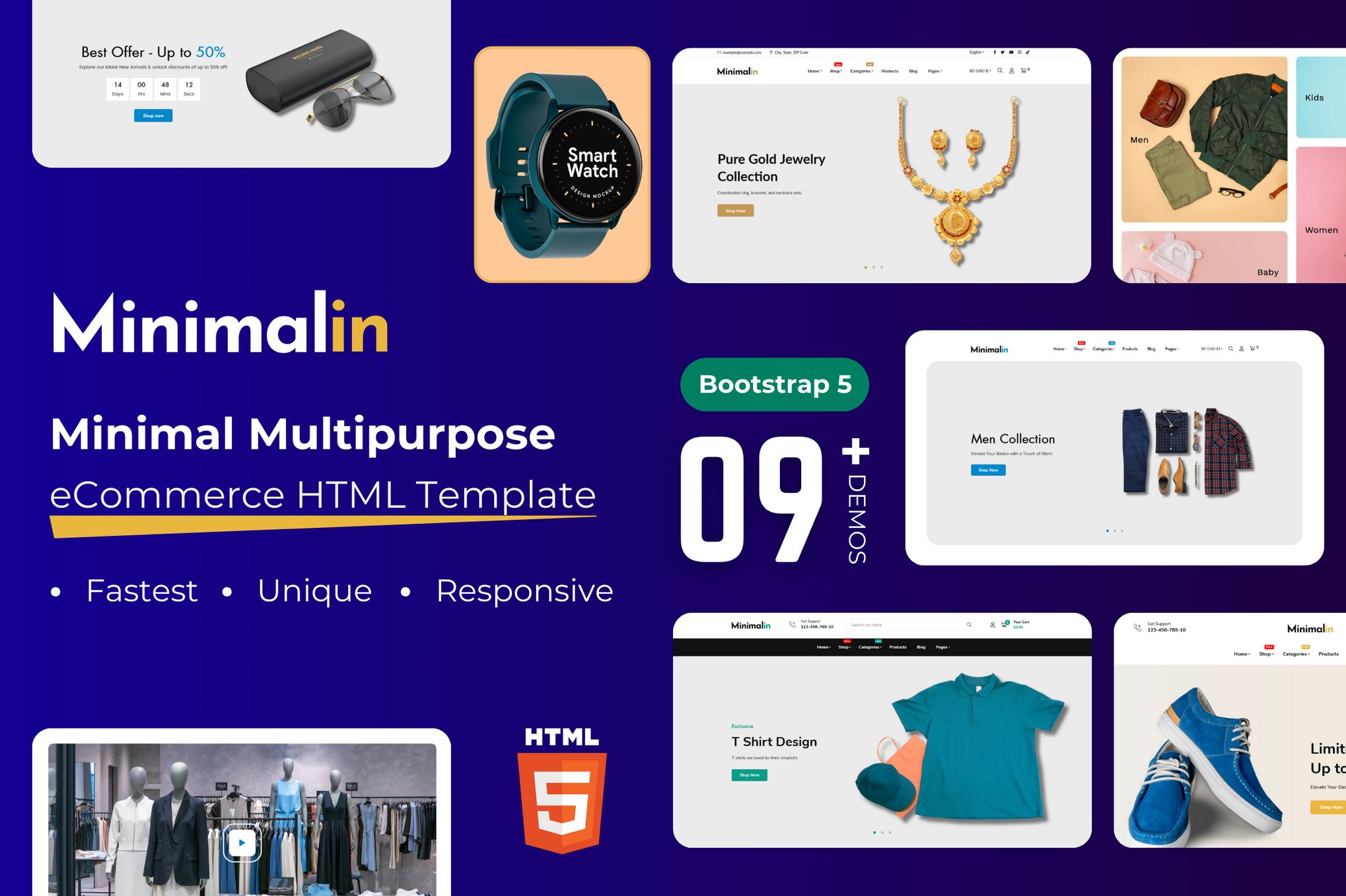 Imagen de portada de Minimalin - eCommerce Bootstrap Minimal Template (plantilla web)