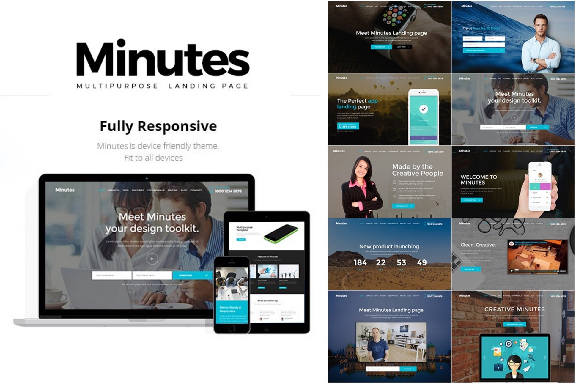 Imagen de portada de Minutes - Responsive Bootstrap Landing Page (plantilla web)