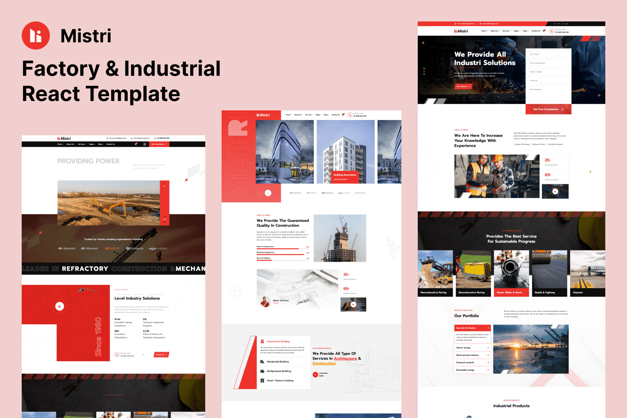 Imagen de portada de Mistri – Factory & Industrial React Template (plantilla web)