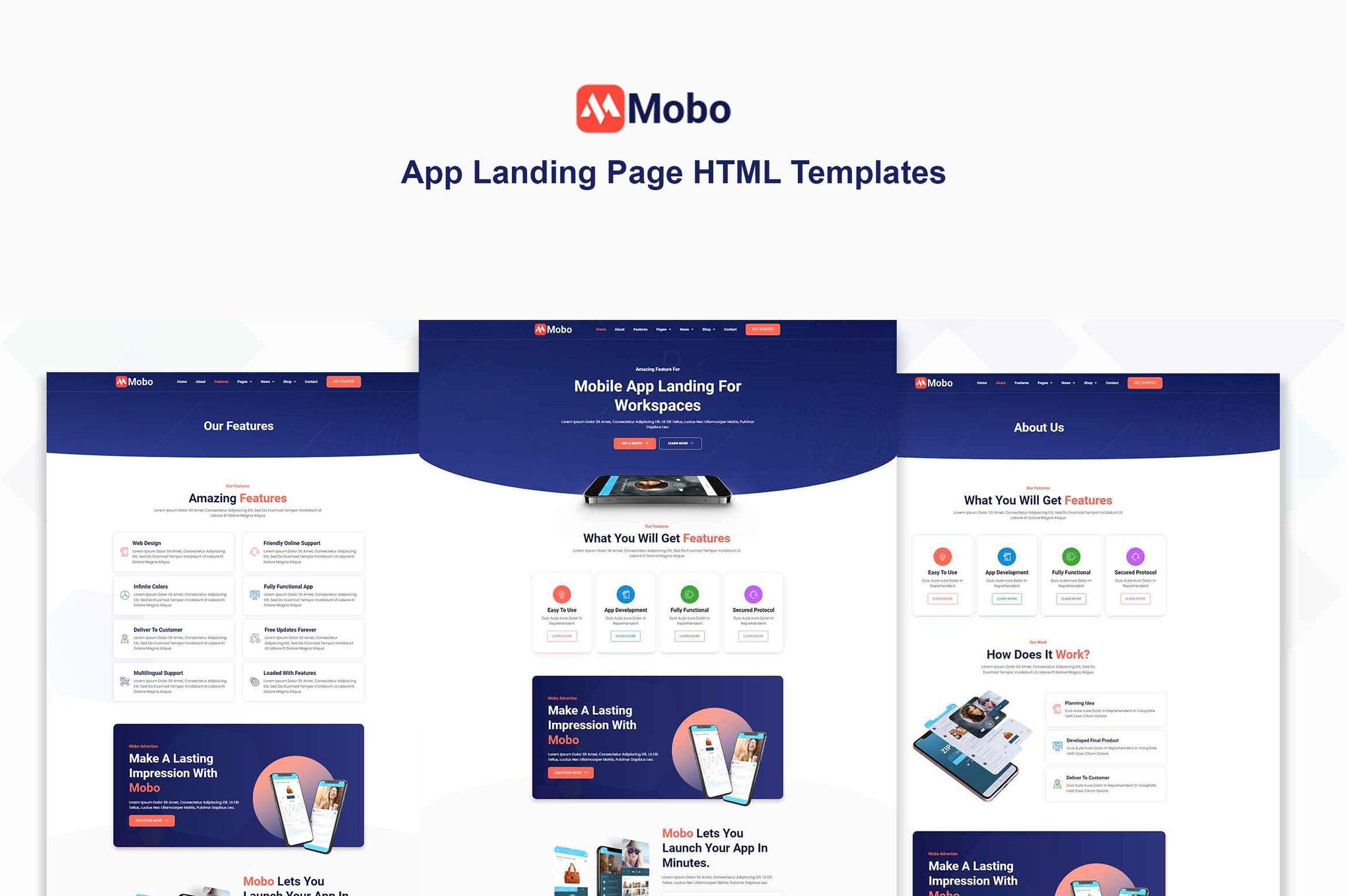 Imagen de portada de Mobo - App Landing Page HTML Templates (plantilla web)
