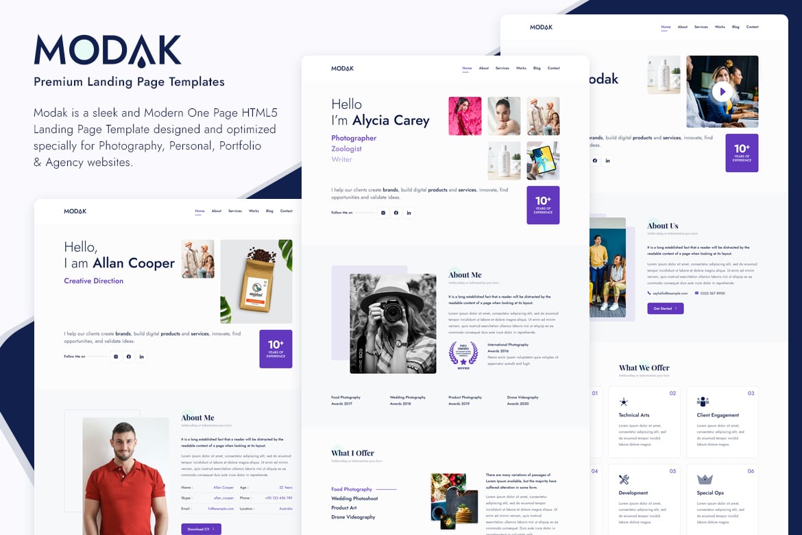 Imagen de portada de Modak One Page HTML Template (plantilla web)